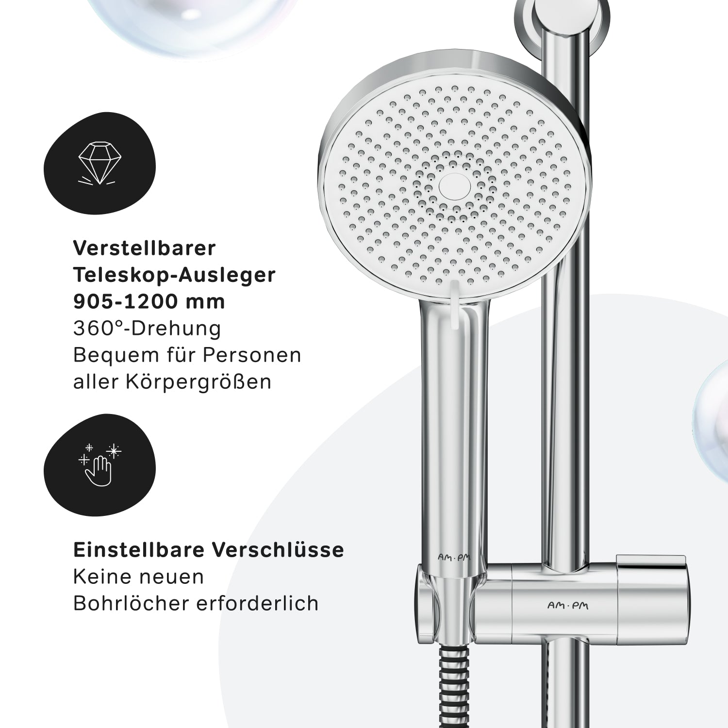 Système de douche F078Y000 Ensemble de douche à effet pluie avec colonne de douche