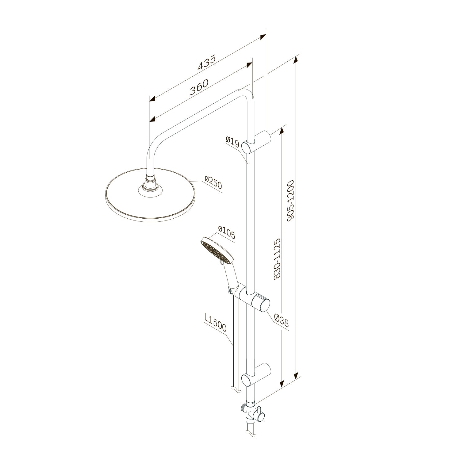 F078Y022 Duschsystem Play Regendusche set Duschsäule Schwarz