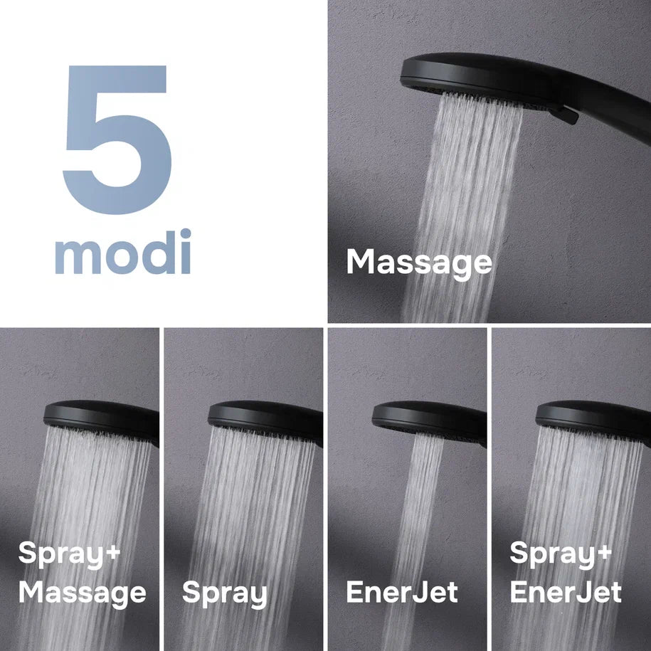 Système de douche Play avec thermostat et pommeau de douche effet pluie, noir–F078Z422