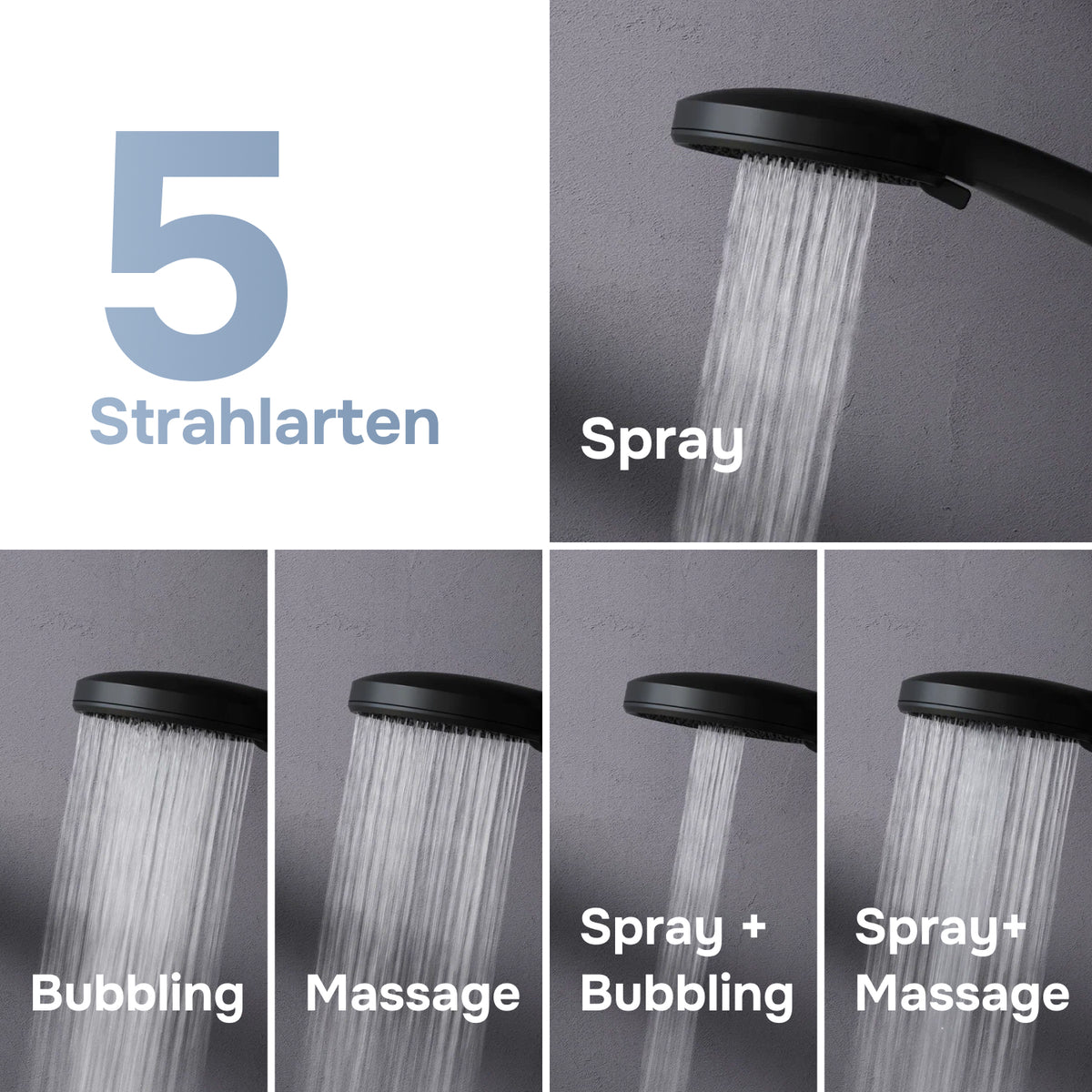 Système de douche Play avec pommeau de douche effet pluie, noir–F078Y022
