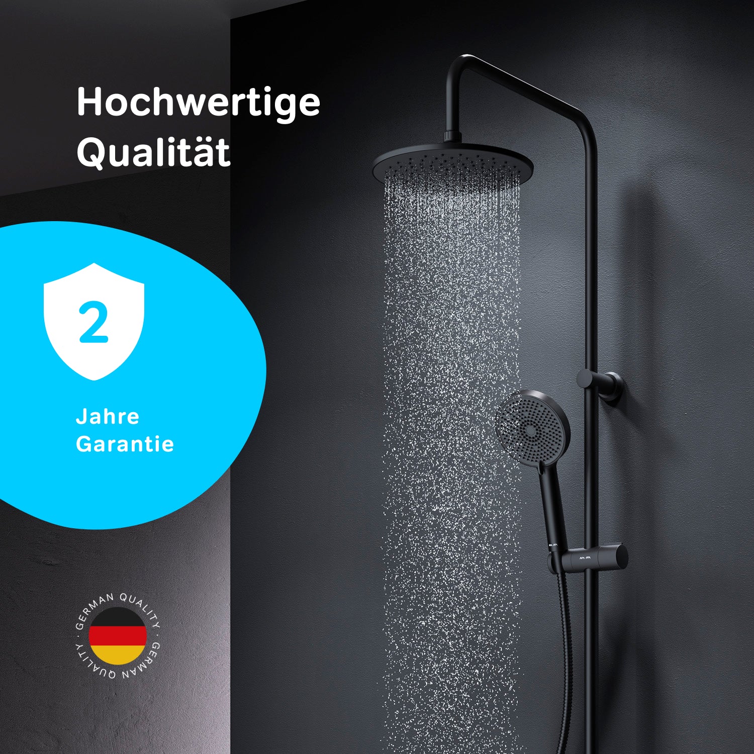 F078Y022 Duschsystem Play Regendusche set Duschsäule Schwarz