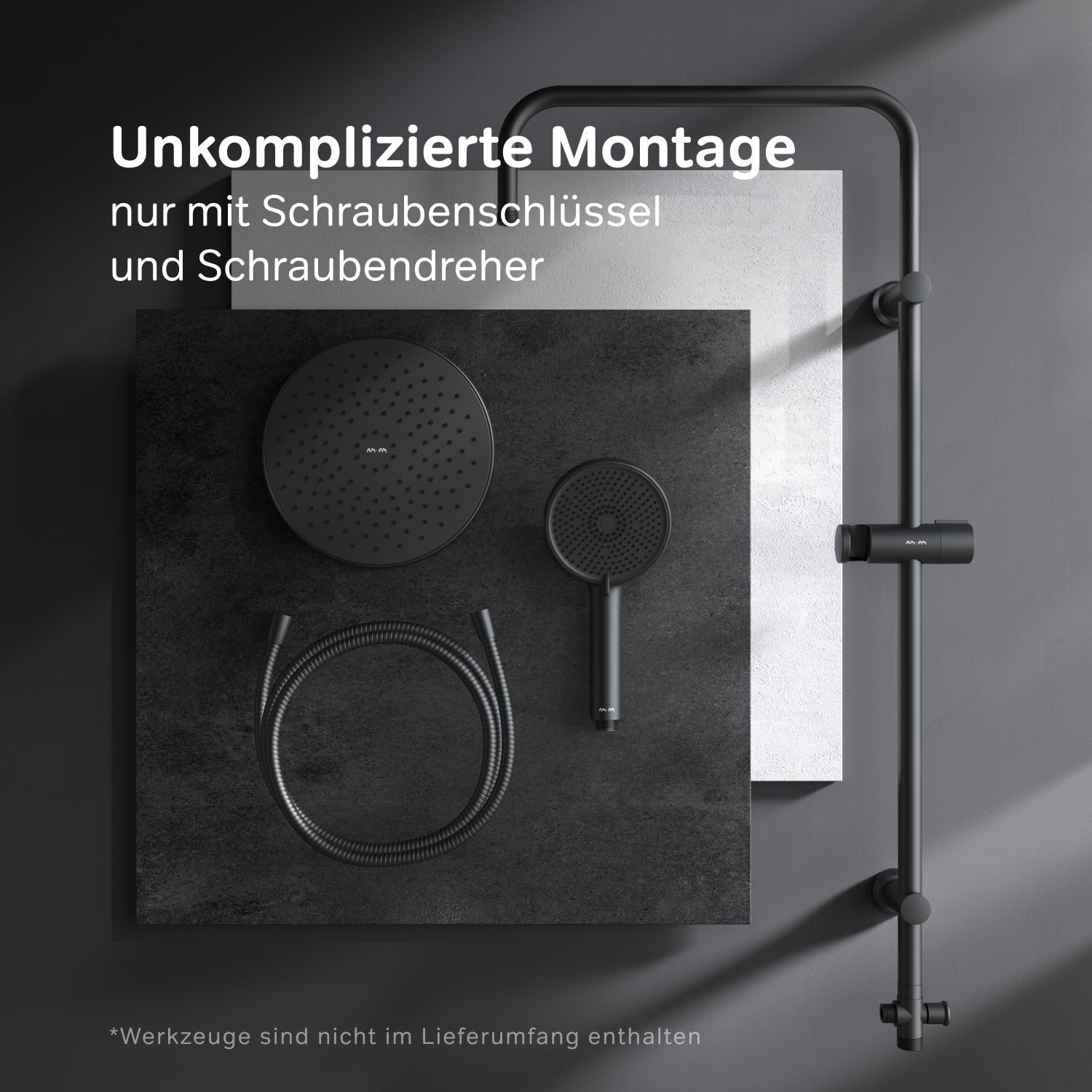 F078Y022 Duschsystem Play Regendusche set Duschsäule Schwarz