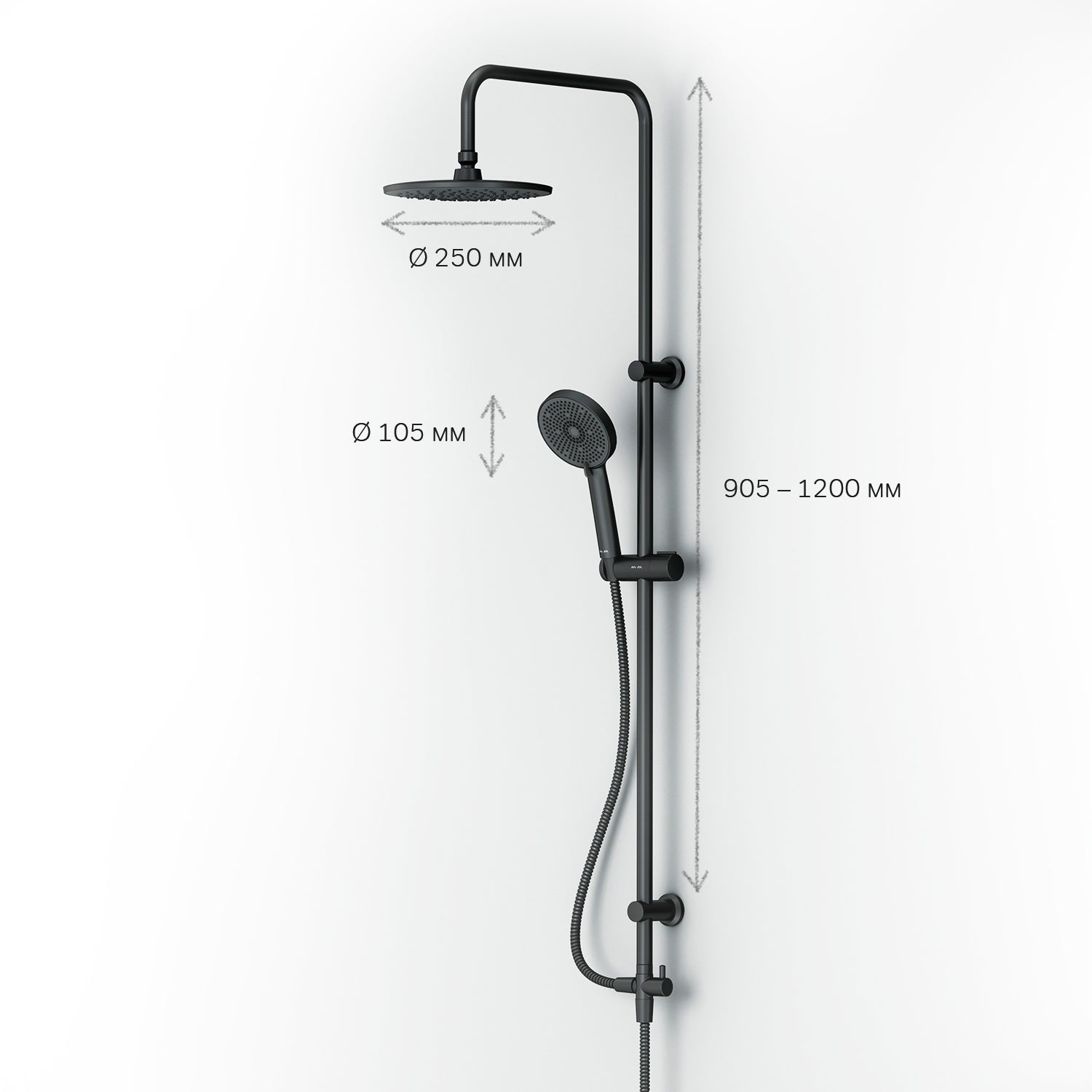 F078Y022 Duschsystem Play Regendusche set Duschsäule Schwarz