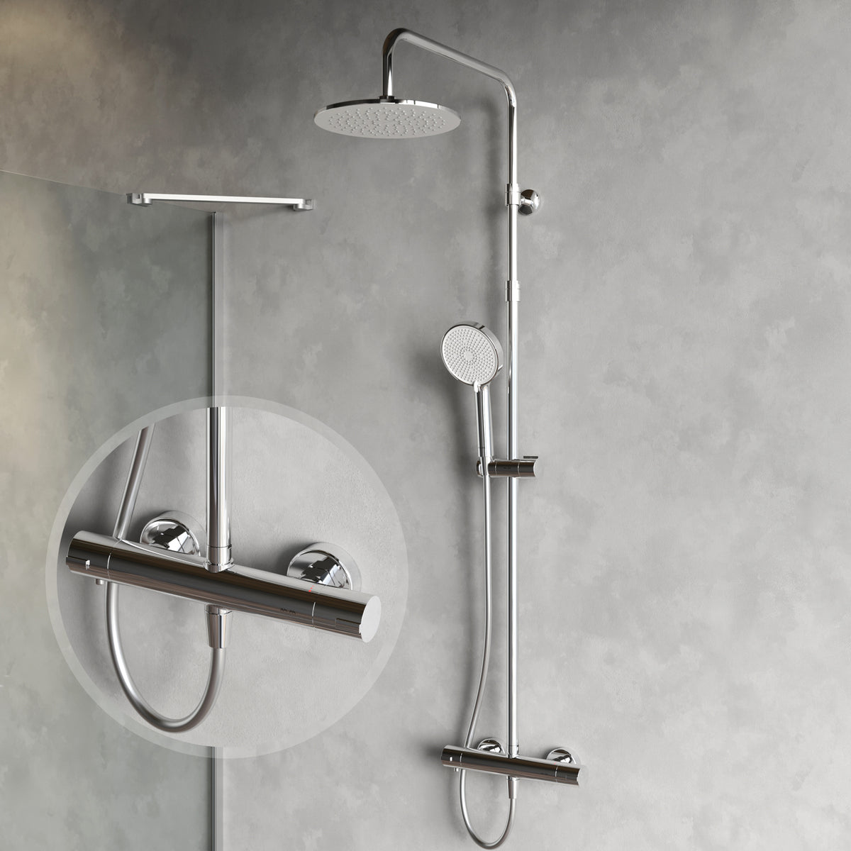 Duschsystem Play mit Thermostat und Regendusche – F078Y400