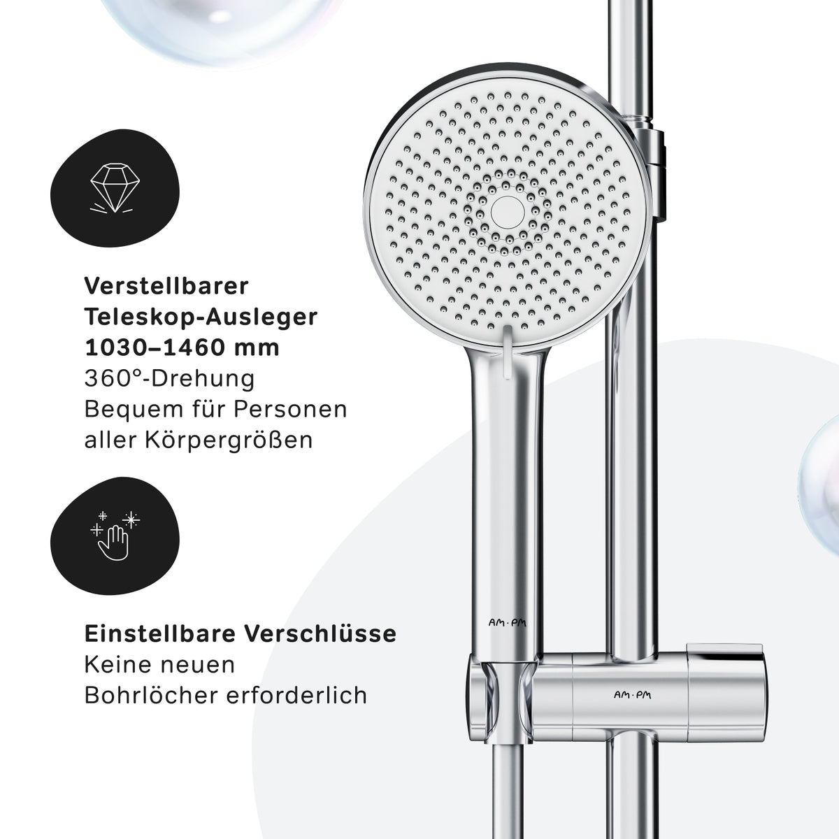 Système de douche Play avec thermostat et douche à effet pluie–F078Y400