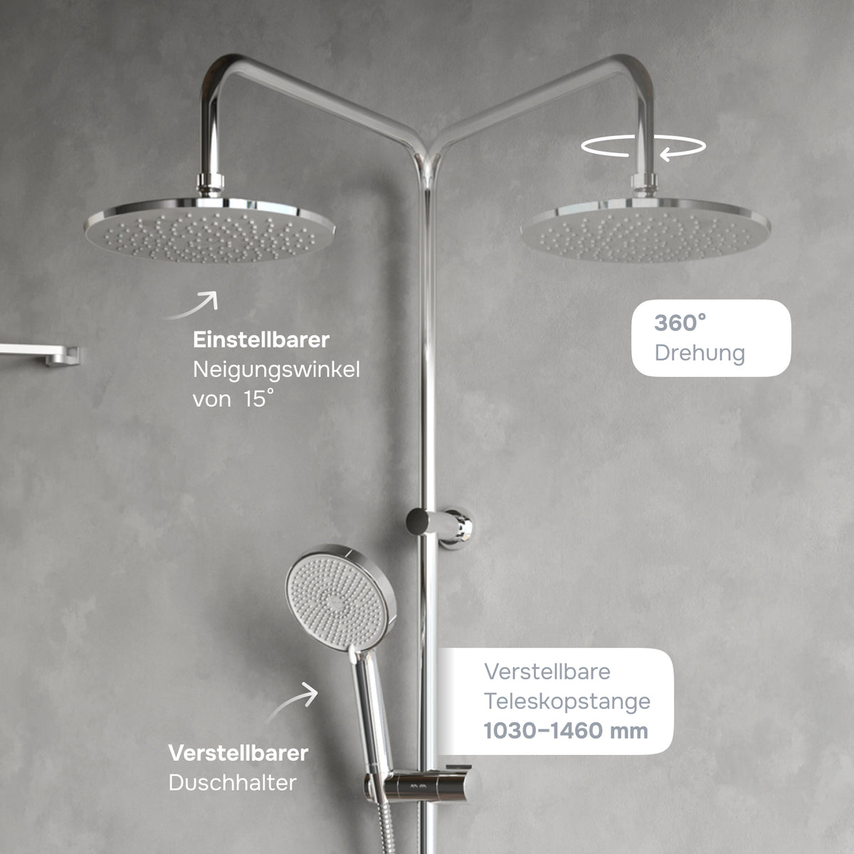 Duschsystem Play mit Thermostat und Regendusche – F078Y400