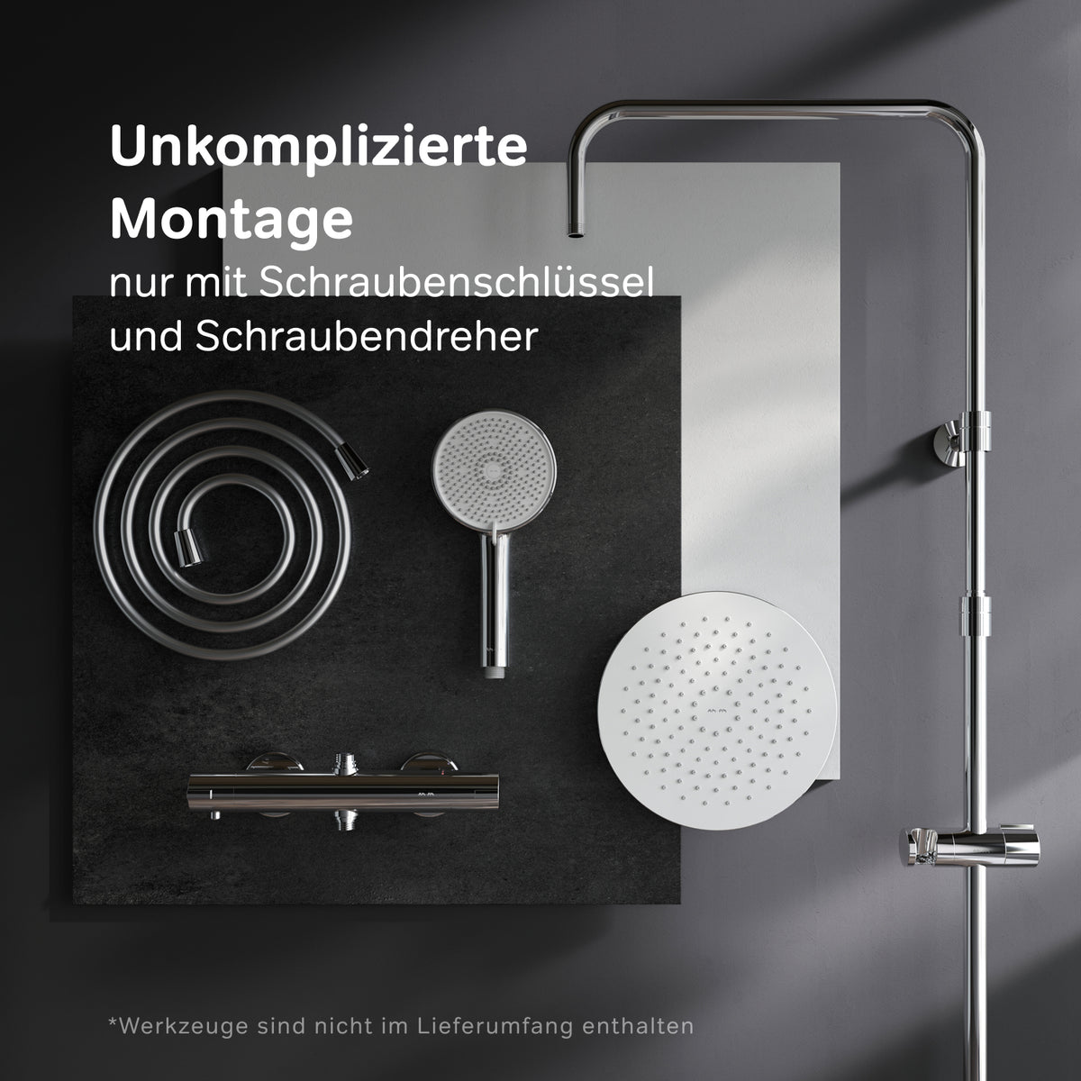 Système de douche Play avec thermostat et douche à effet pluie–F078Y400