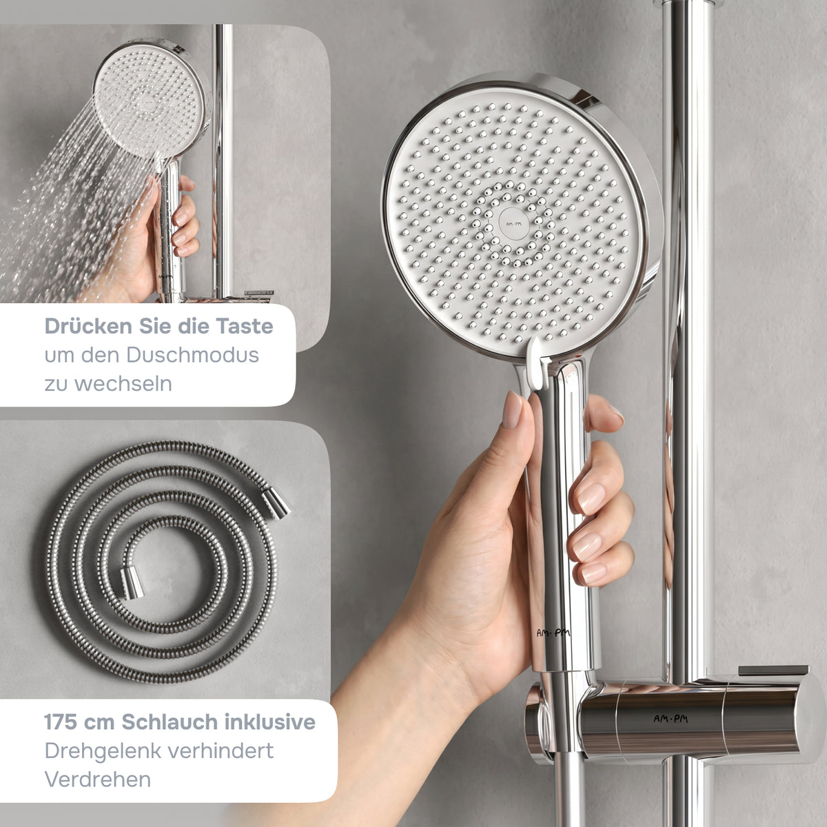 Duschsystem Play mit Thermostat und Regendusche – F078Y400