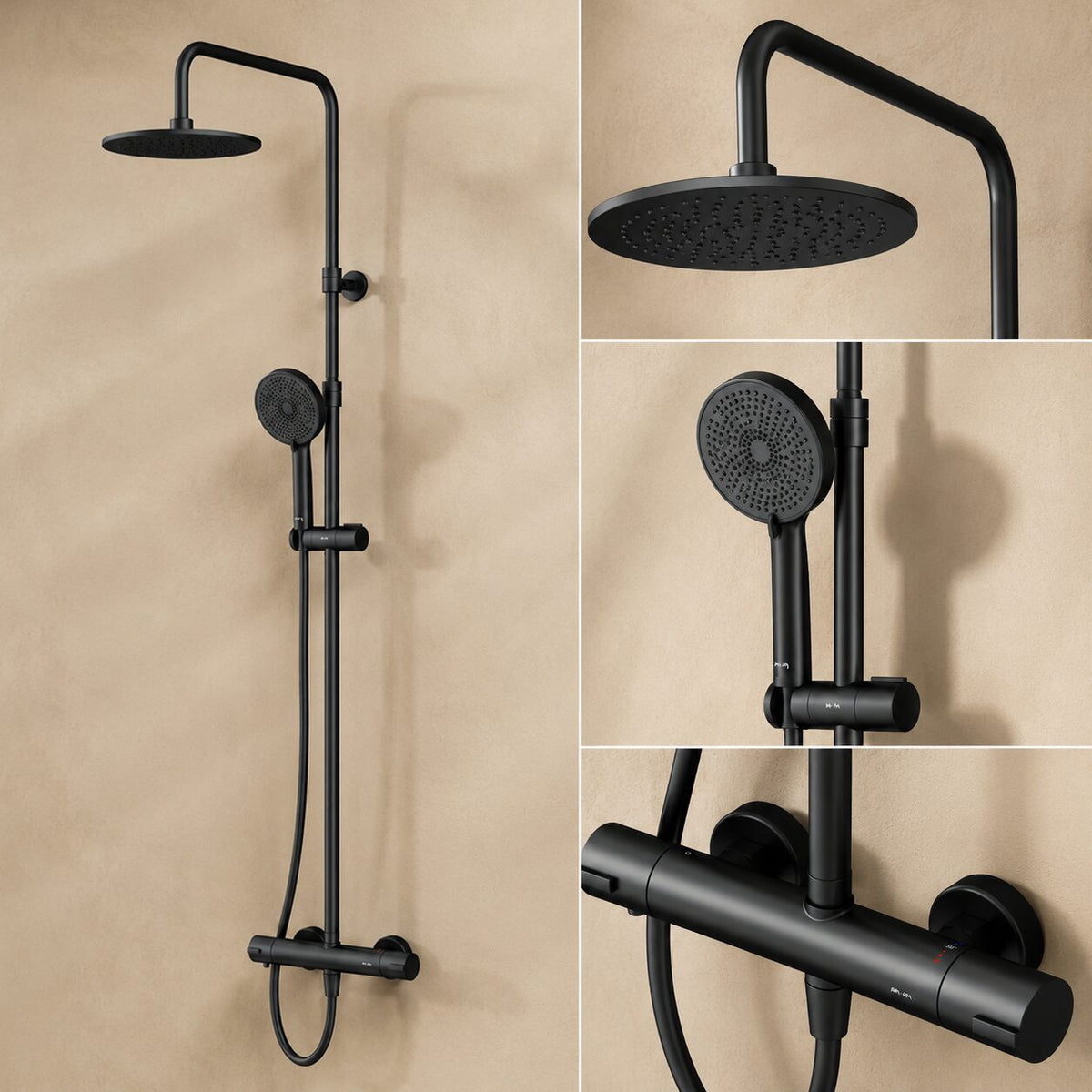 Système de douche Play avec thermostat et douche à effet pluie–F078Y422