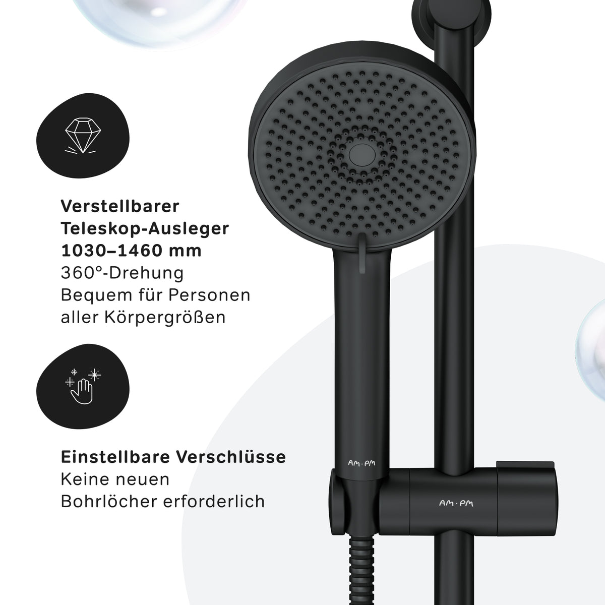 Système de douche Play avec thermostat et douche à effet pluie–F078Y422