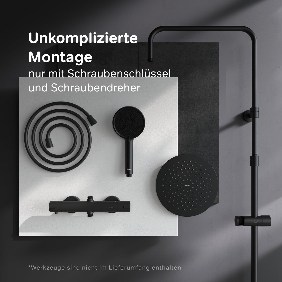 Système de douche Play avec thermostat et douche à effet pluie–F078Y422