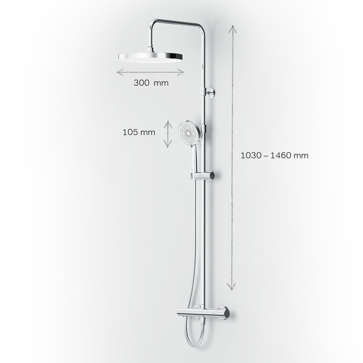 Système de douche Play avec thermostat et douche à effet pluie–F078Z400