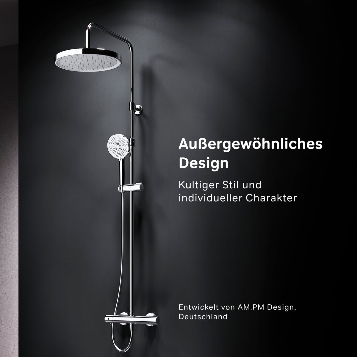 Système de douche Play avec thermostat et douche à effet pluie–F078Z400