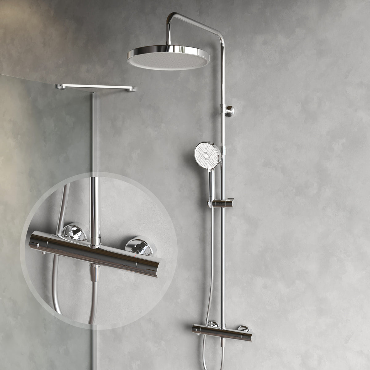 Duschsystem Play mit Thermostat und Regendusche – F078Z400