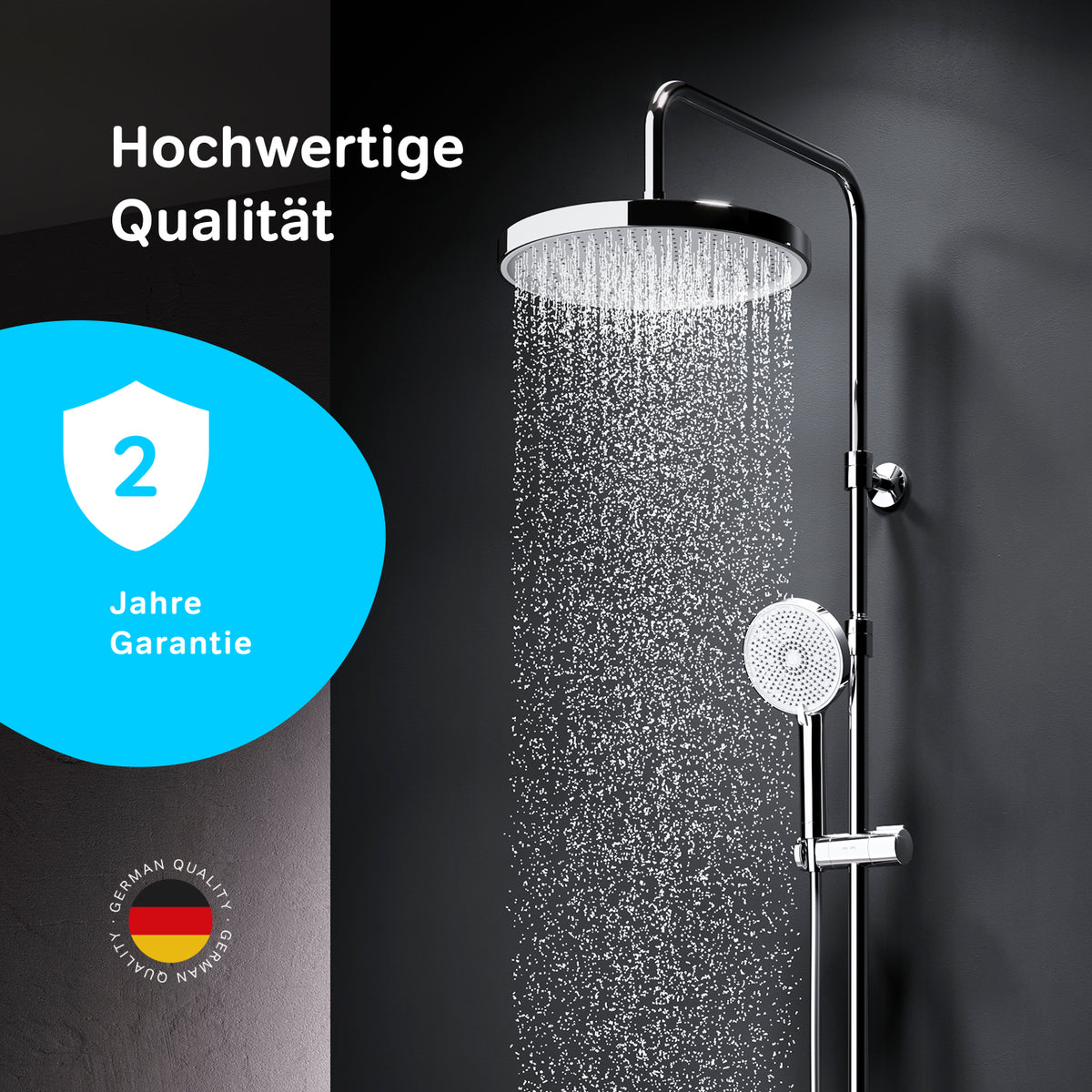 Système de douche Play avec thermostat et douche à effet pluie–F078Z400