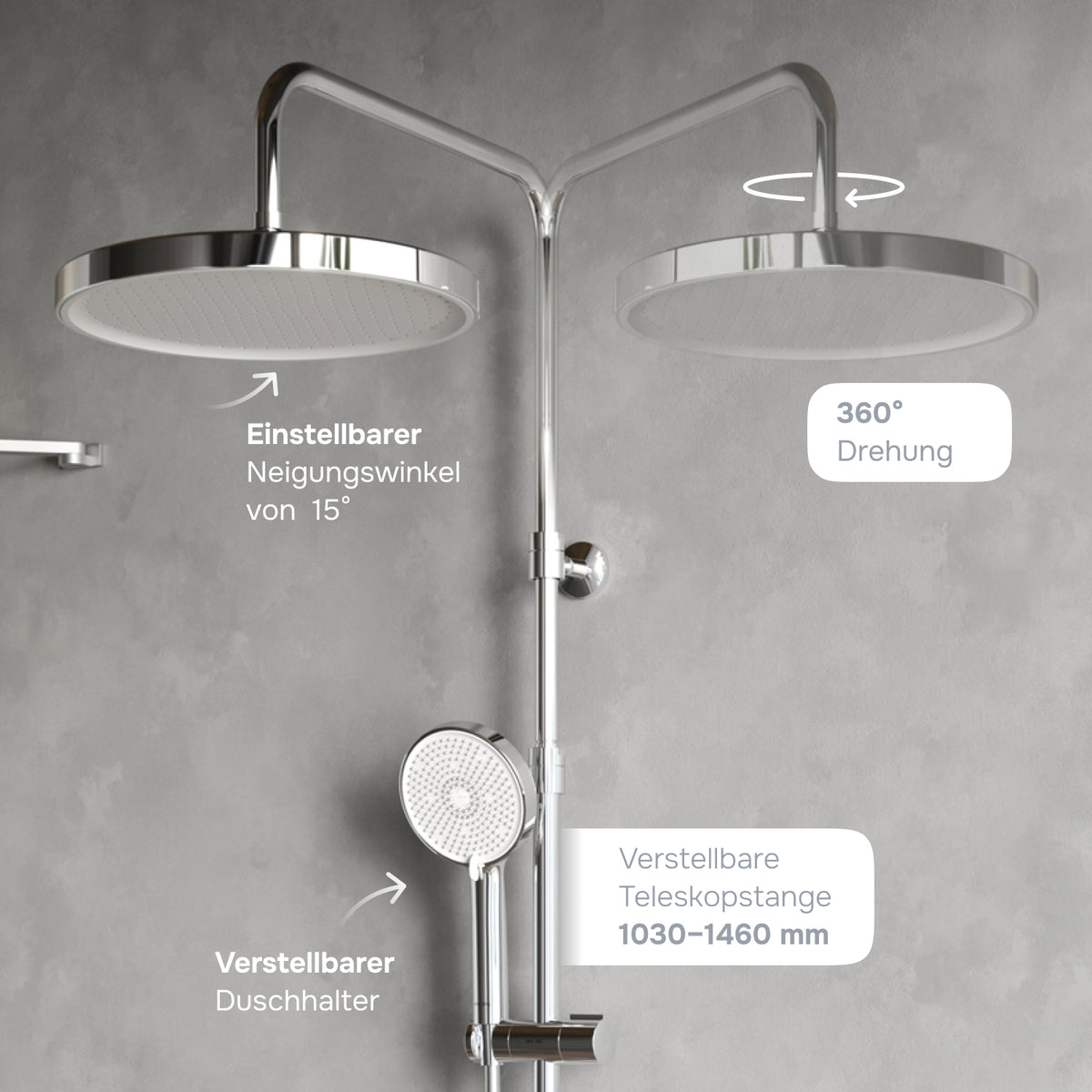 Duschsystem Play mit Thermostat und Regendusche – F078Z400