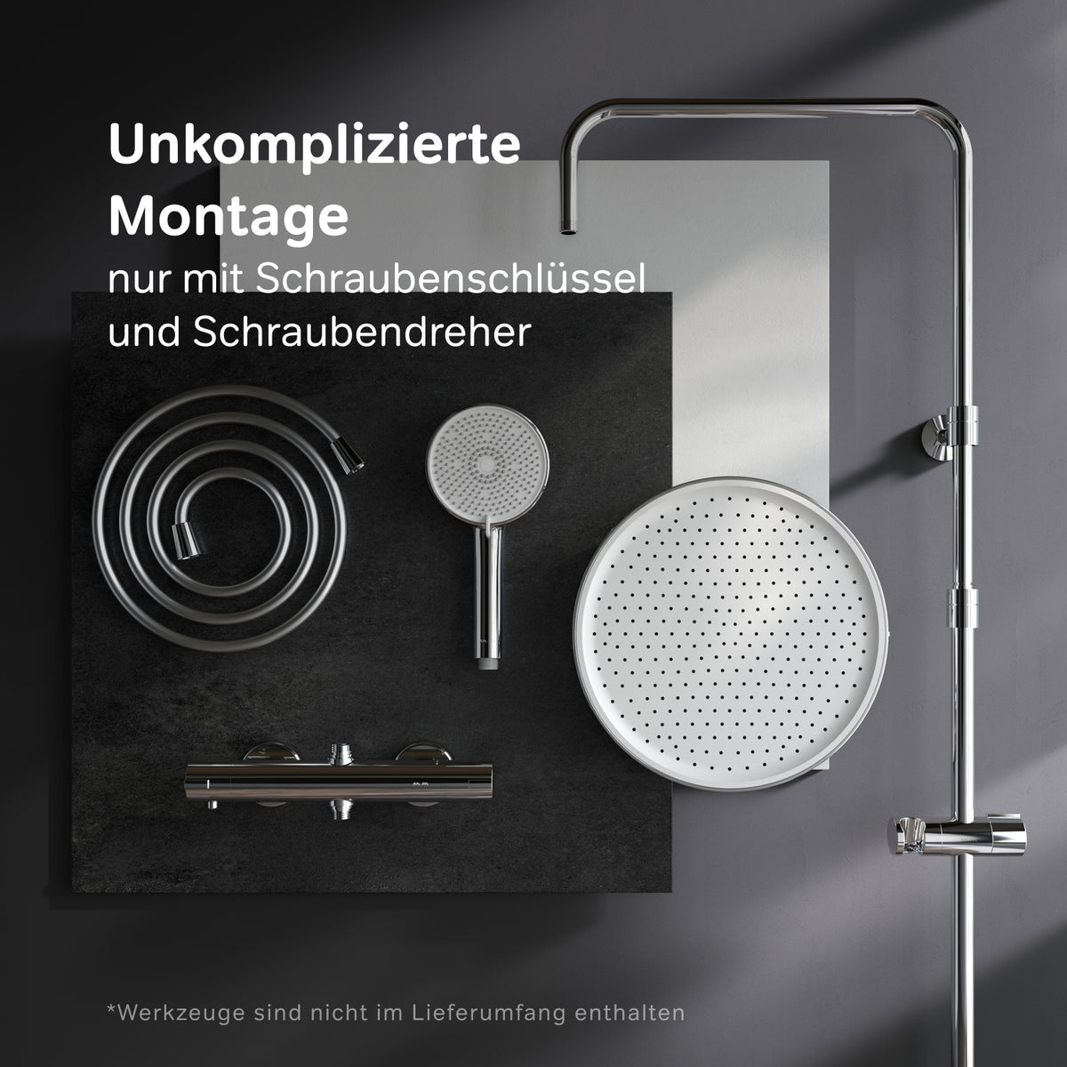 Système de douche Play avec thermostat et douche à effet pluie–F078Z400