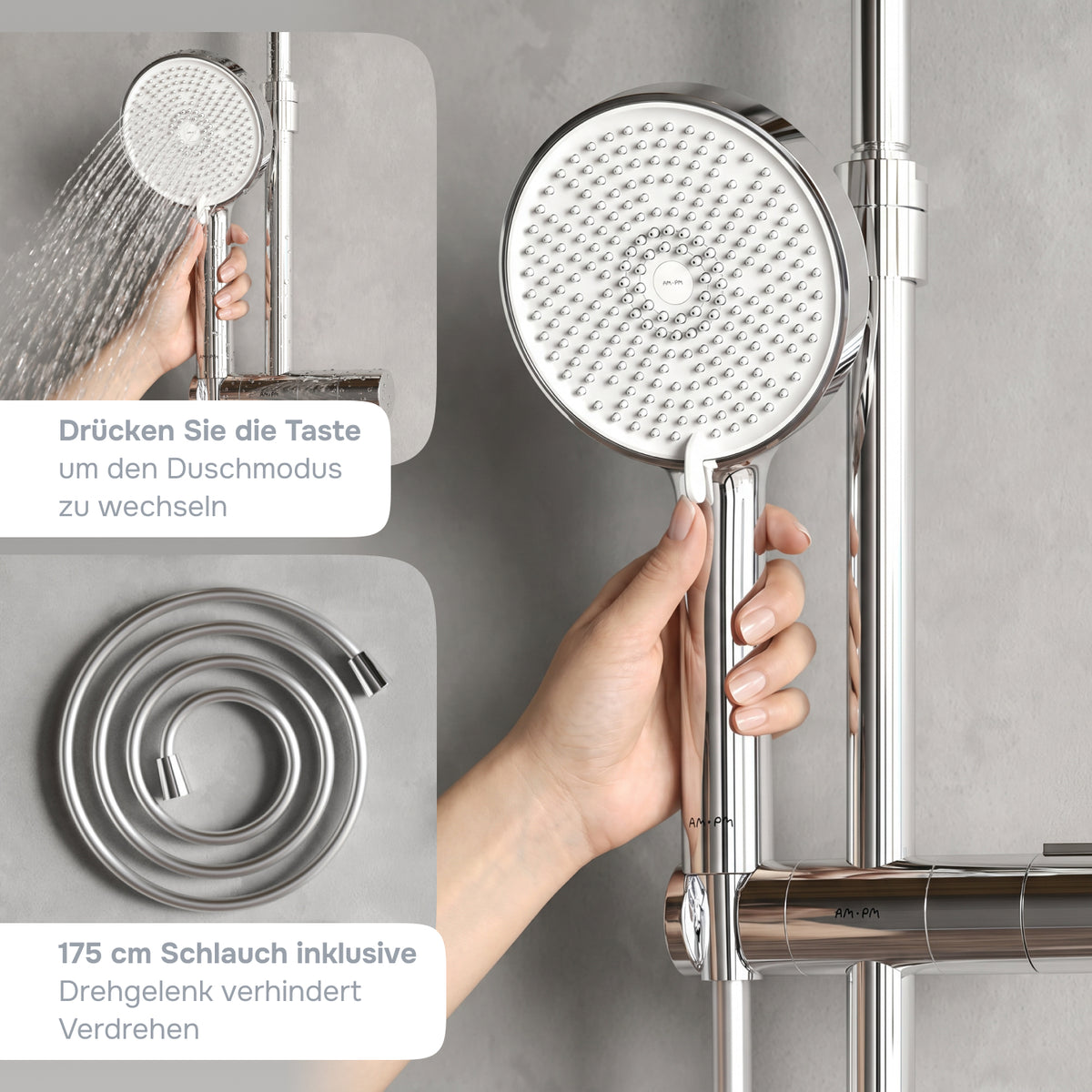 Duschsystem Play mit Thermostat und Regendusche – F078Z400