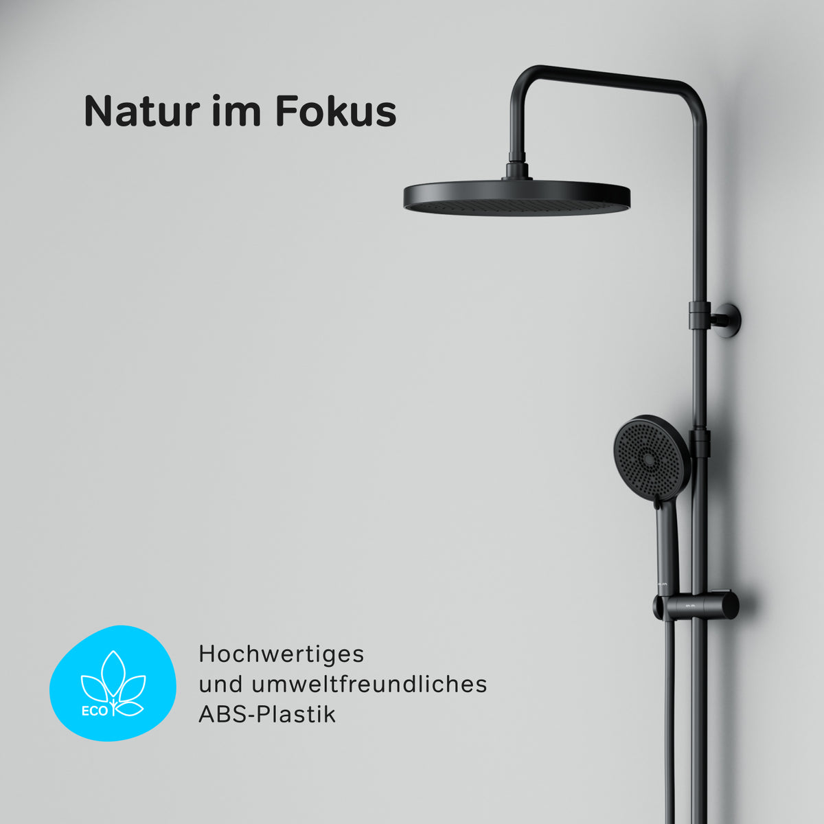 Système de douche Play avec thermostat et pommeau de douche effet pluie, noir–F078Z422