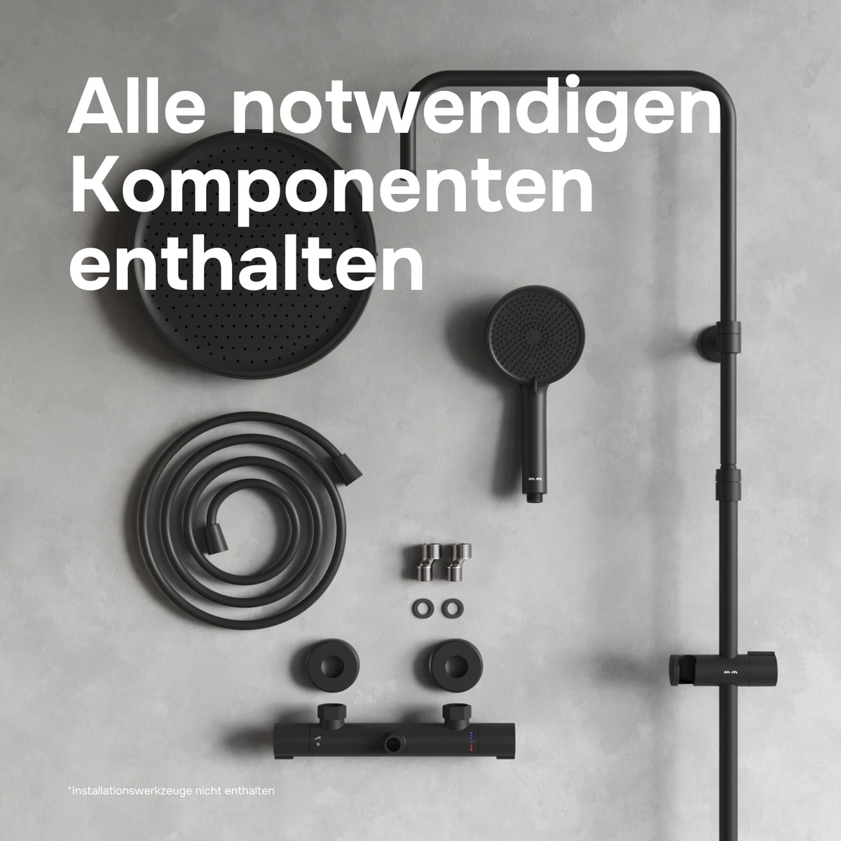 Duschsystem Play mit Thermostat und Regendusche, Schwarz – F078Z422