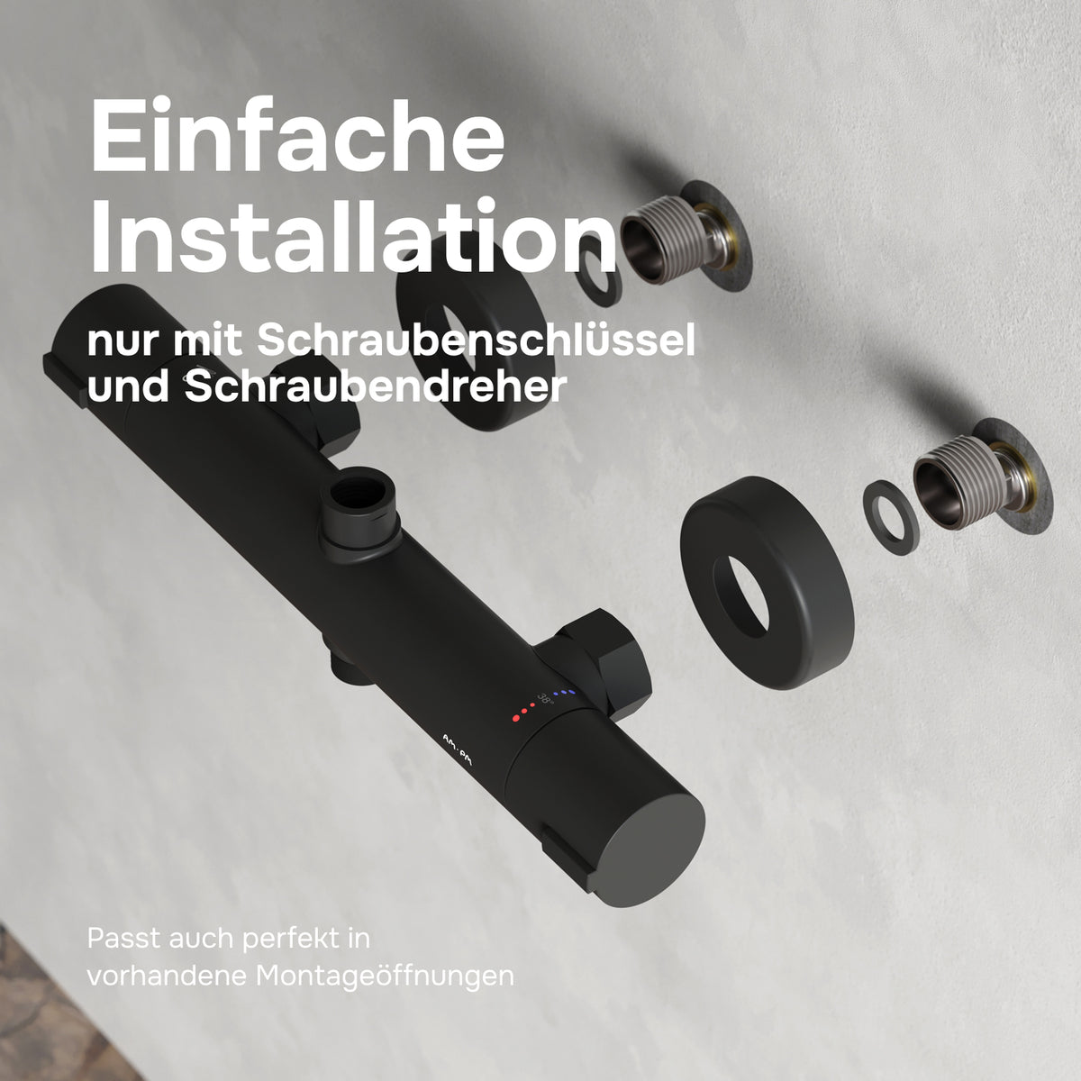 Duschsystem Play mit Thermostat und Regendusche, Schwarz – F078Z422