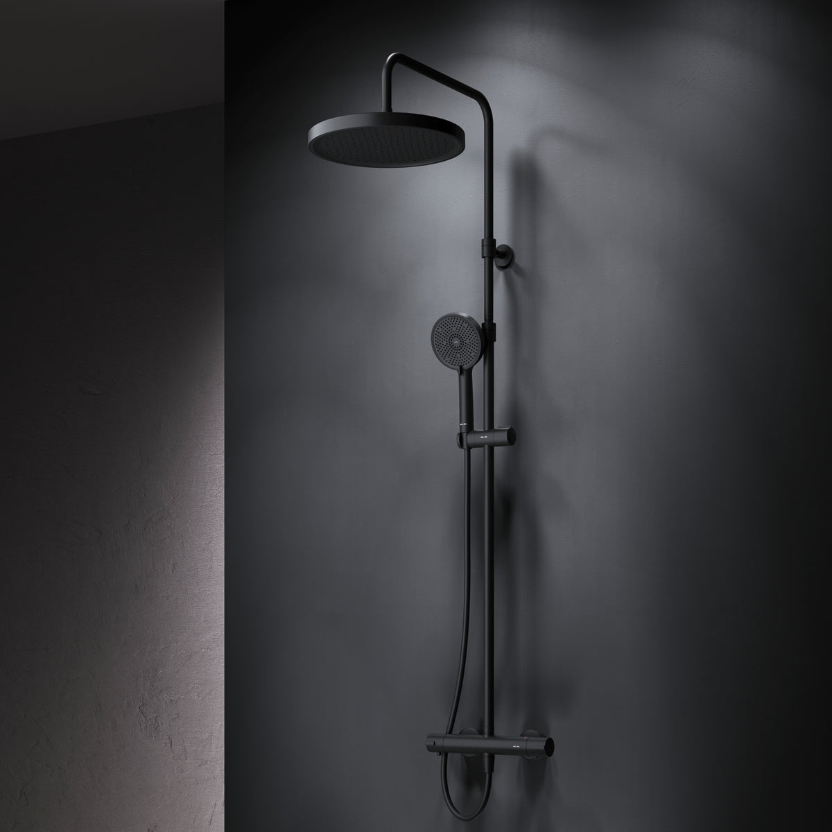 Système de douche Play avec thermostat et pommeau de douche effet pluie, noir–F078Z422