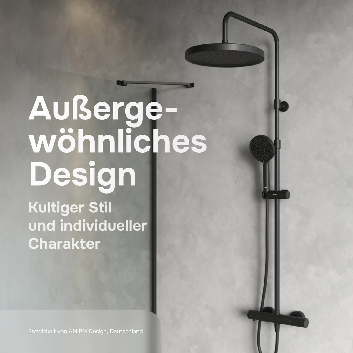 Duschsystem Play mit Thermostat und Regendusche, Schwarz – F078Z422