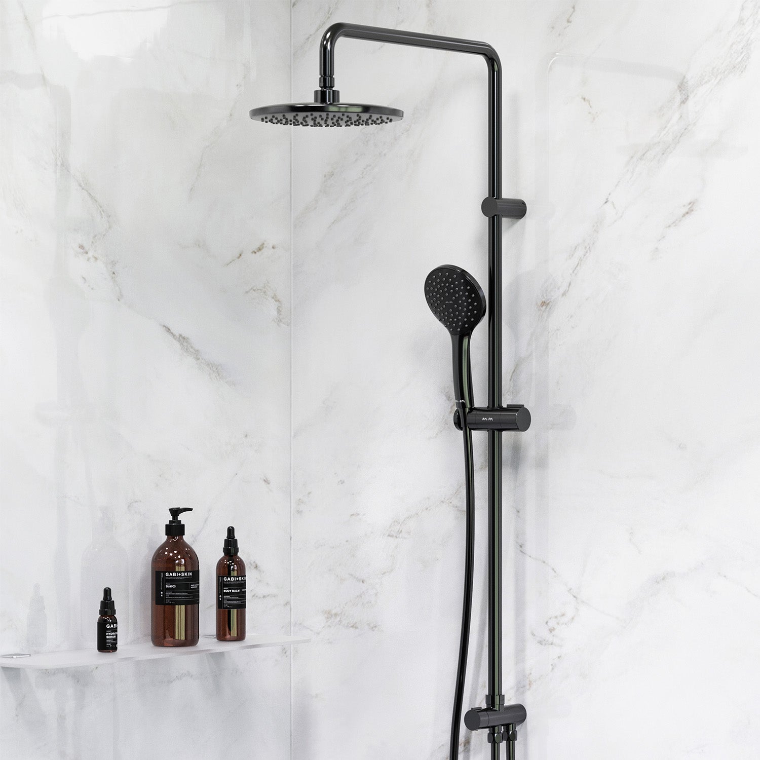 F0790022 Duschsystem Gem Regendusche set Duschsäule, Schwarz ampm-store.de