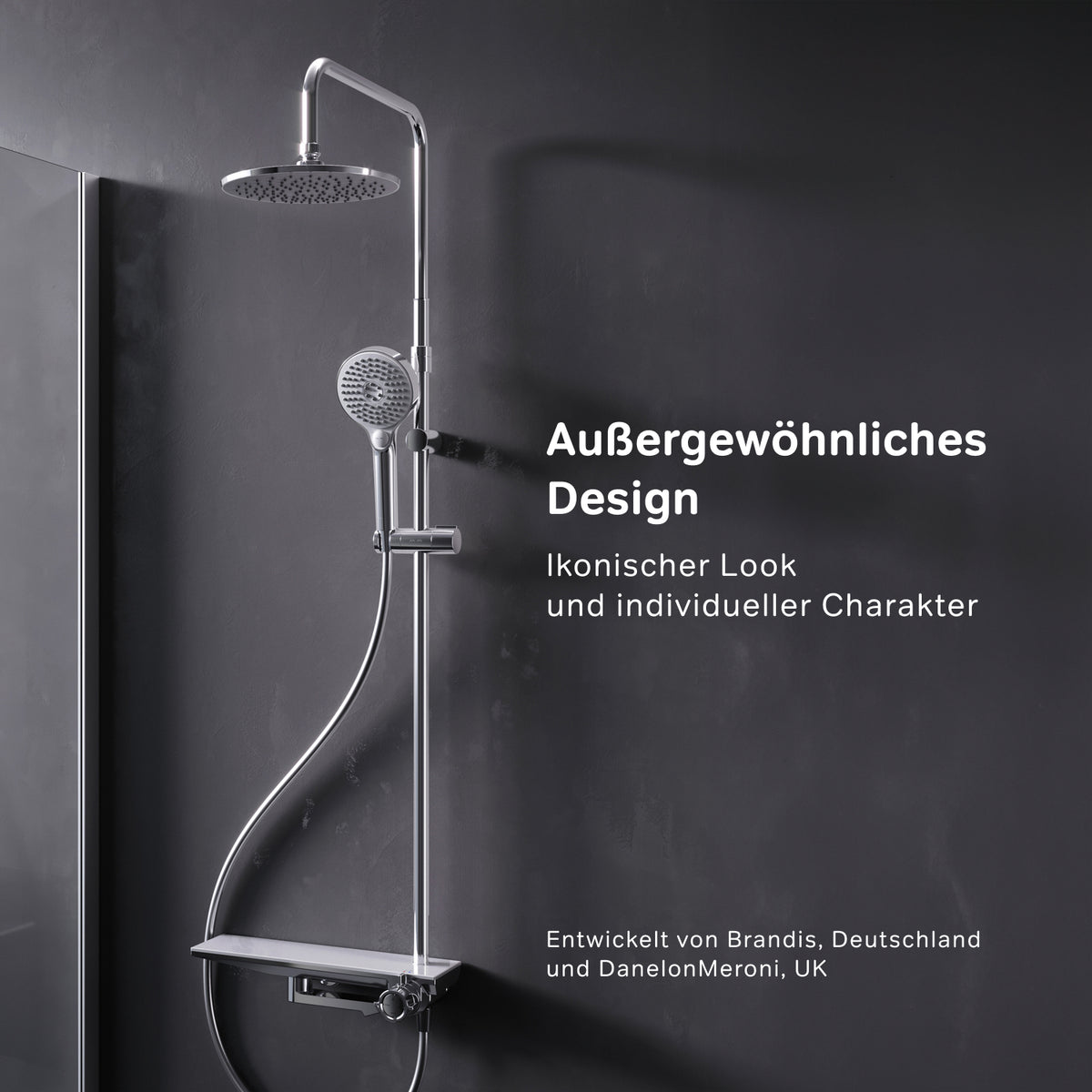 F079H700 Duschsystem mit Regalmischer Flash Regendusche set Duschsäule ampm-store.de