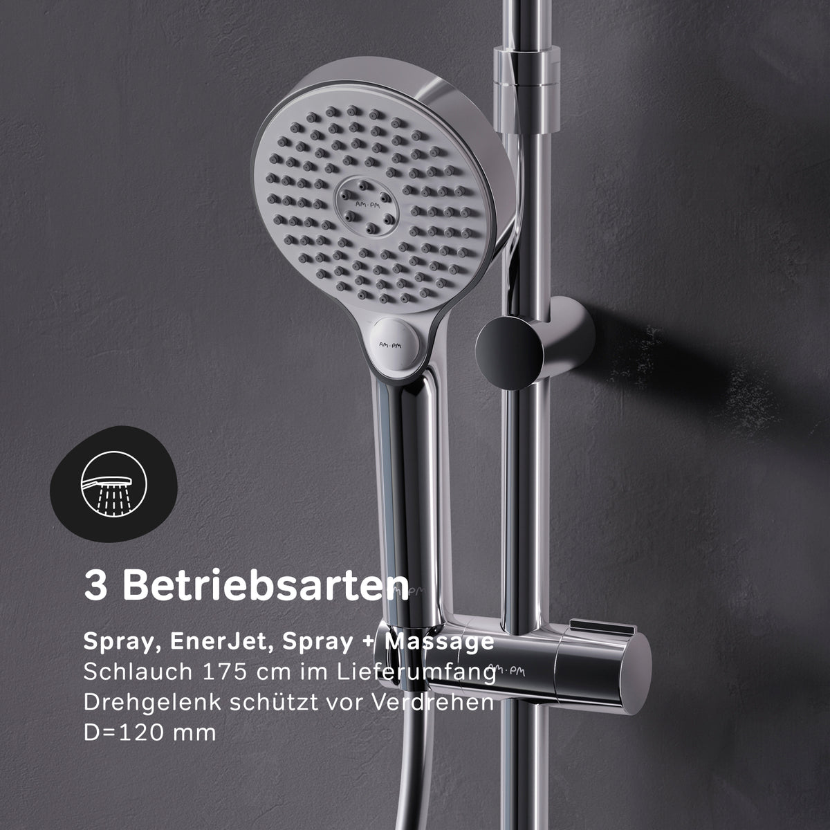 F079H700 Duschsystem mit Regalmischer Flash Regendusche set Duschsäule ampm-store.de