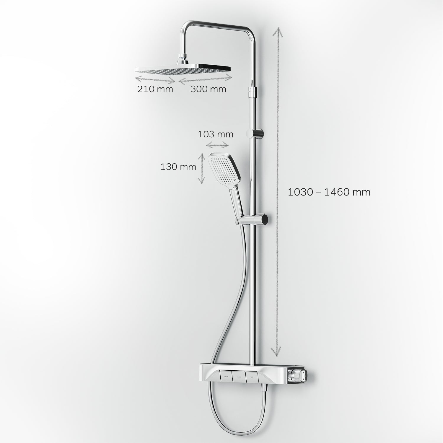F07FA200 Système de douche avec robinetterie de douche thermostatique Func ensemble de douche à effet pluie colonne de douche