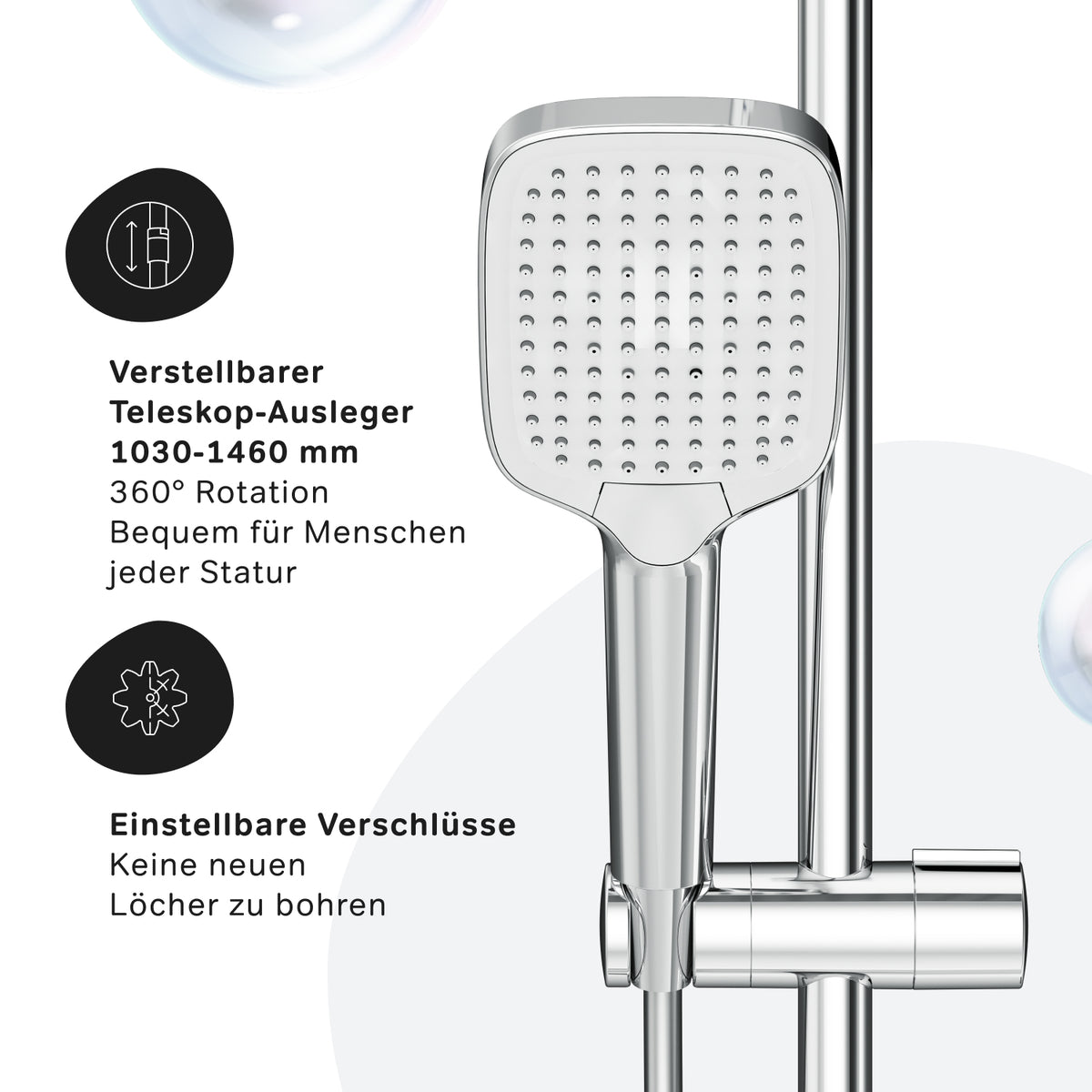 Système de douche Func avec thermostat et douche de pluie–F07FA200