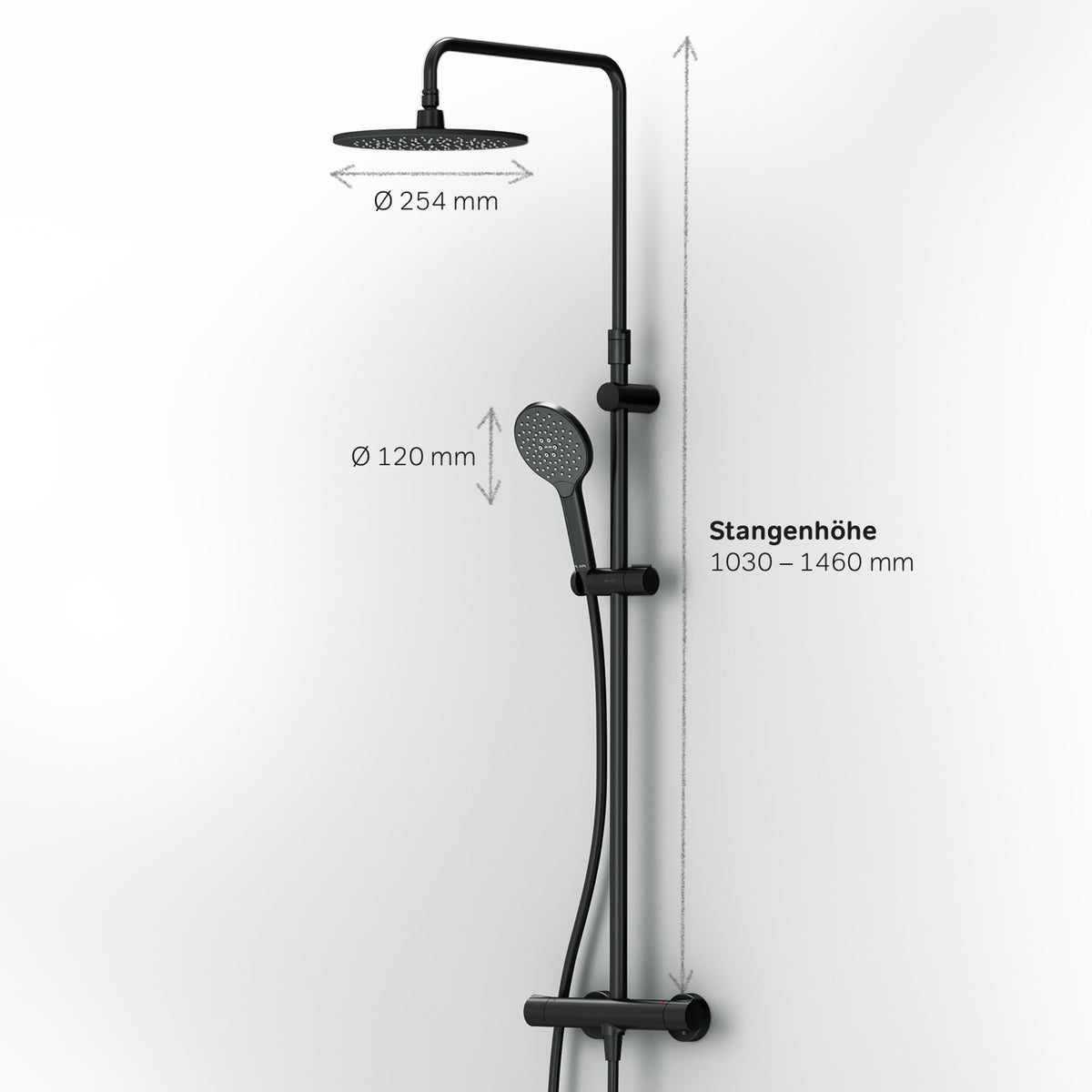 F07LA422 Duschsystem mit Thermostat Duscharmatur Like Regendusche set Duschsäule, Schwarz ampm-store.de
