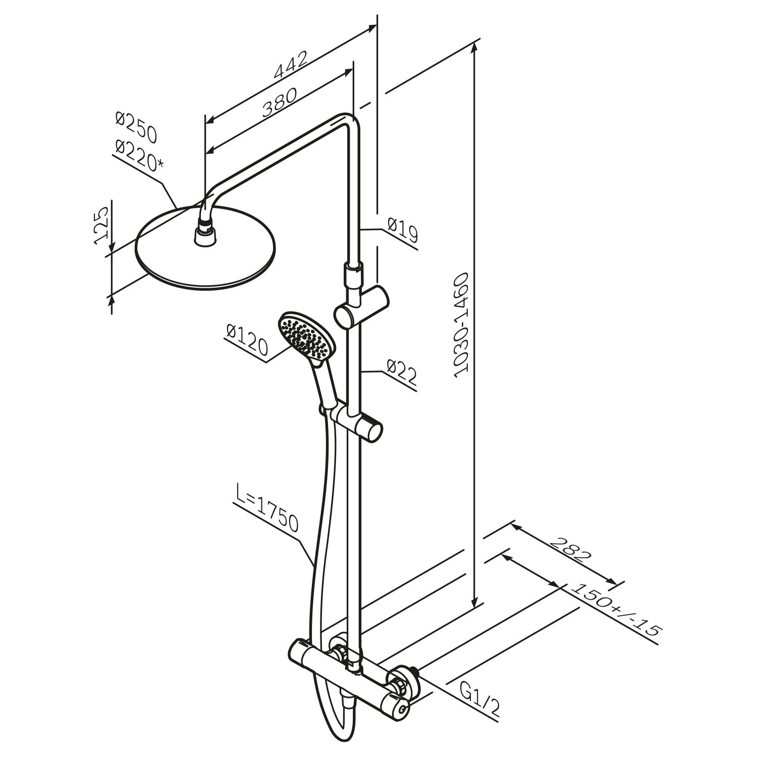 F07LA422 Like ShowerSpot mit Thermostat Duscharmatur schwarz | Online Store von AM.PM