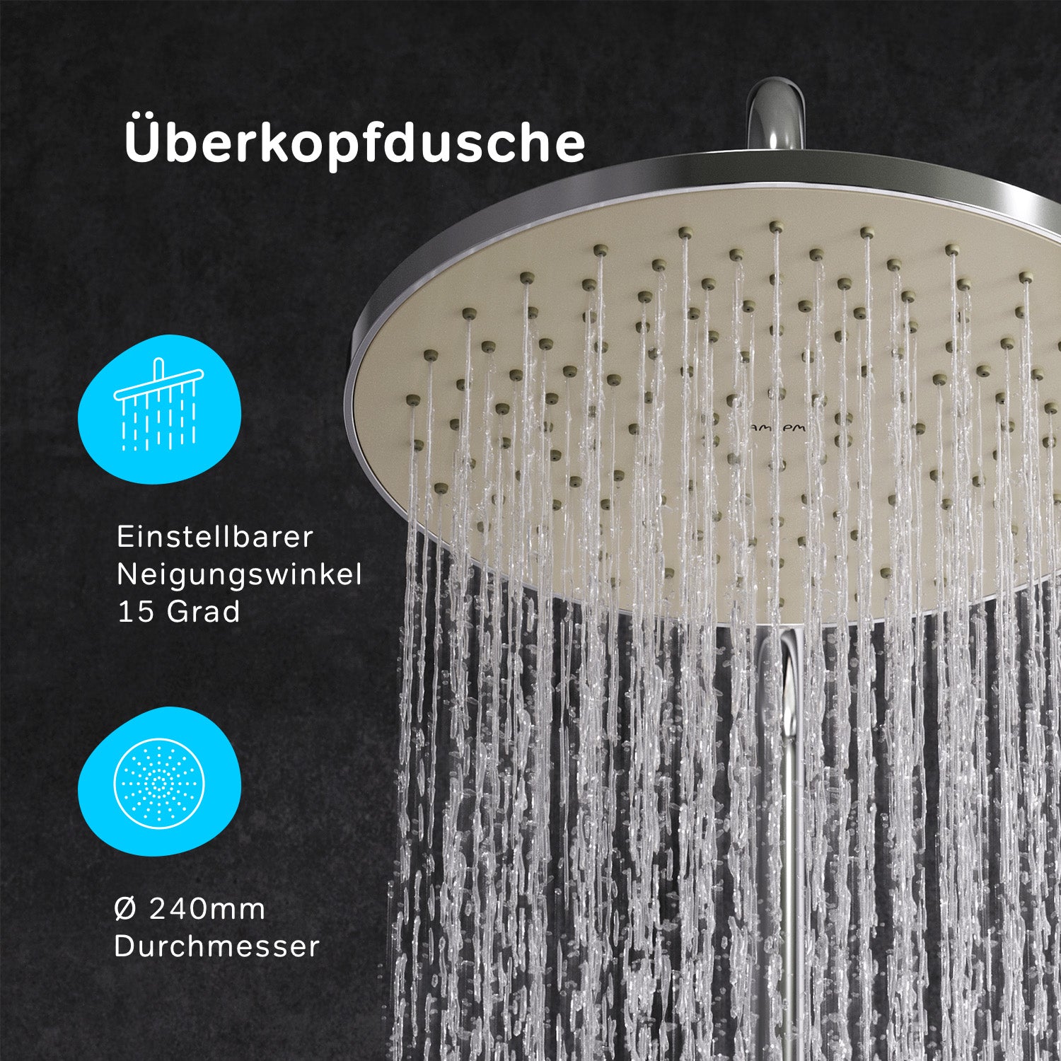 F07LA500 Duschsystem mit Thermostat Armatur und Wanneneinlauf Like Regendusche set Duschsäule ampm-store.de