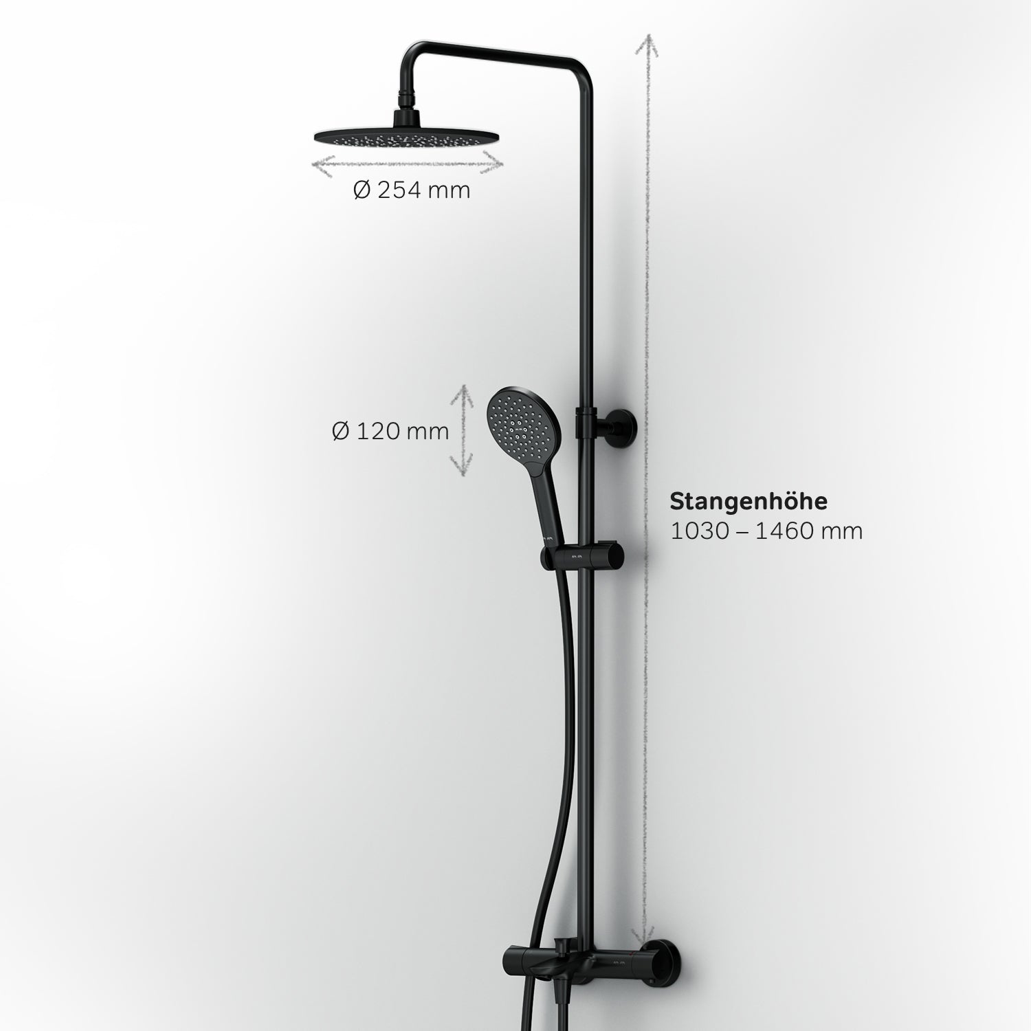 F07LA522 Duschsystem mit Thermostat Armatur und Wanneneinlauf Like Regendusche set Duschsäule, Schwarz ampm-store.de