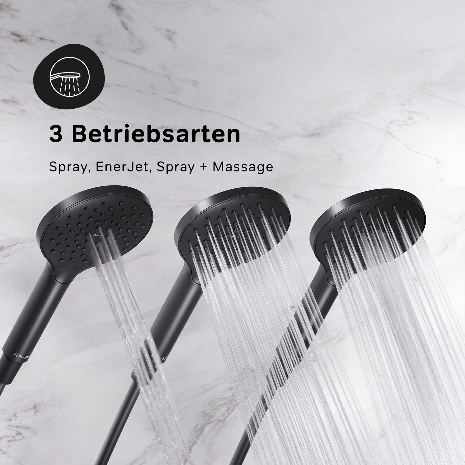 F07LA522 Duschsystem mit Thermostat Armatur und Wanneneinlauf Like Regendusche set Duschsäule, Schwarz ampm-store.de