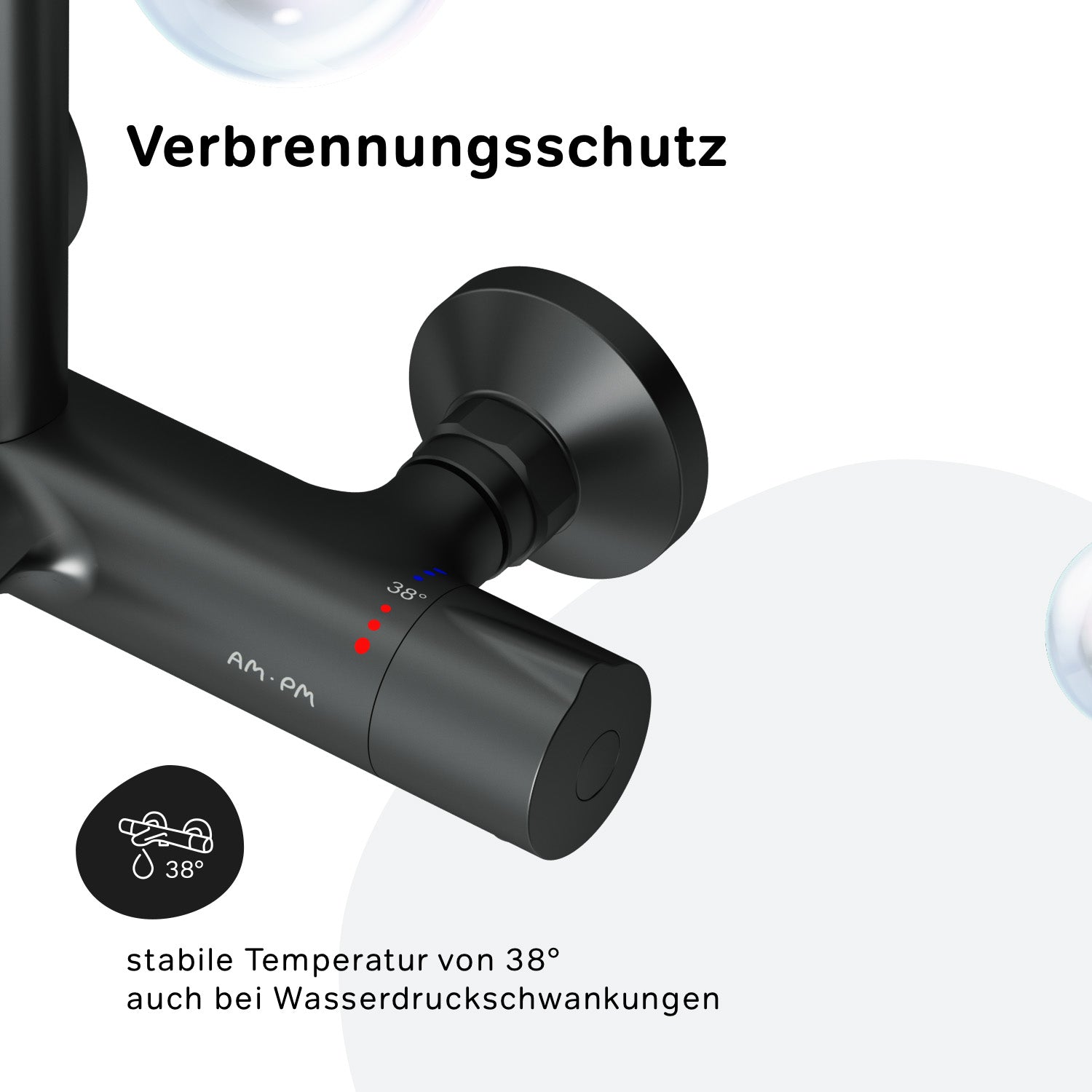 F07LA522 Duschsystem mit Thermostat Armatur und Wanneneinlauf Like Regendusche set Duschsäule, Schwarz ampm-store.de