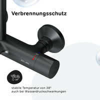 F07LA522 Duschsystem mit Thermostat Armatur und Wanneneinlauf Like Regendusche set Duschsäule, Schwarz ampm-store.de