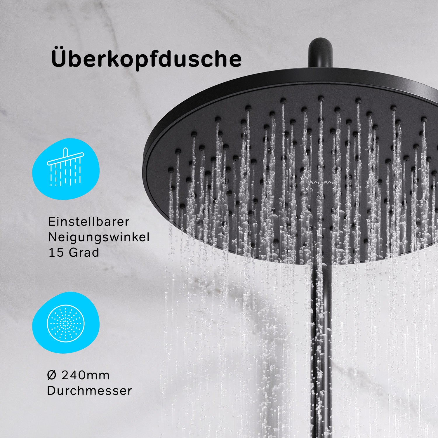 F07LA522 Duschsystem mit Thermostat Armatur und Wanneneinlauf Like Regendusche set Duschsäule, Schwarz ampm-store.de