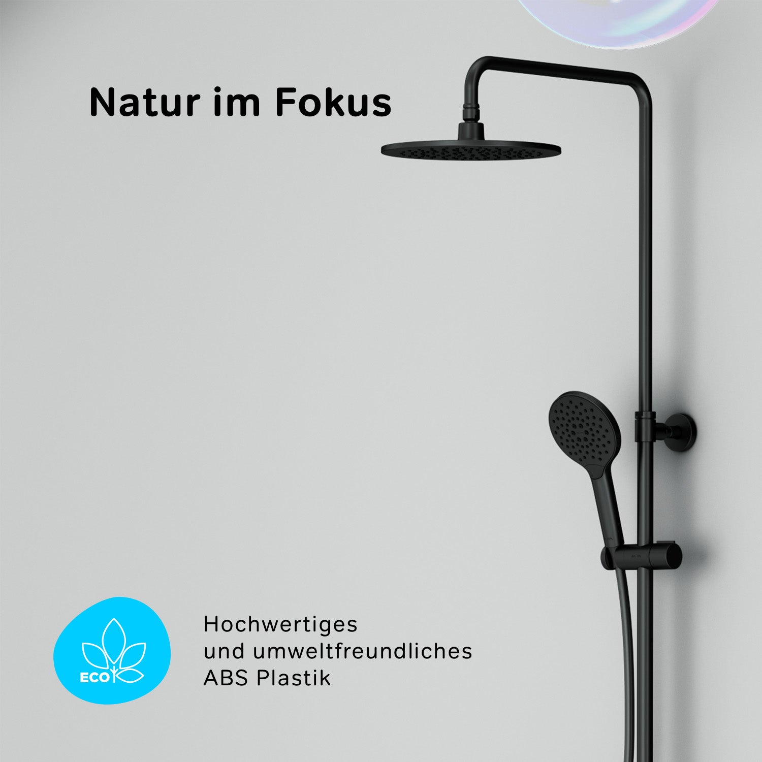 F07LA522 Duschsystem mit Thermostat Armatur und Wanneneinlauf Like Regendusche set Duschsäule, Schwarz ampm-store.de