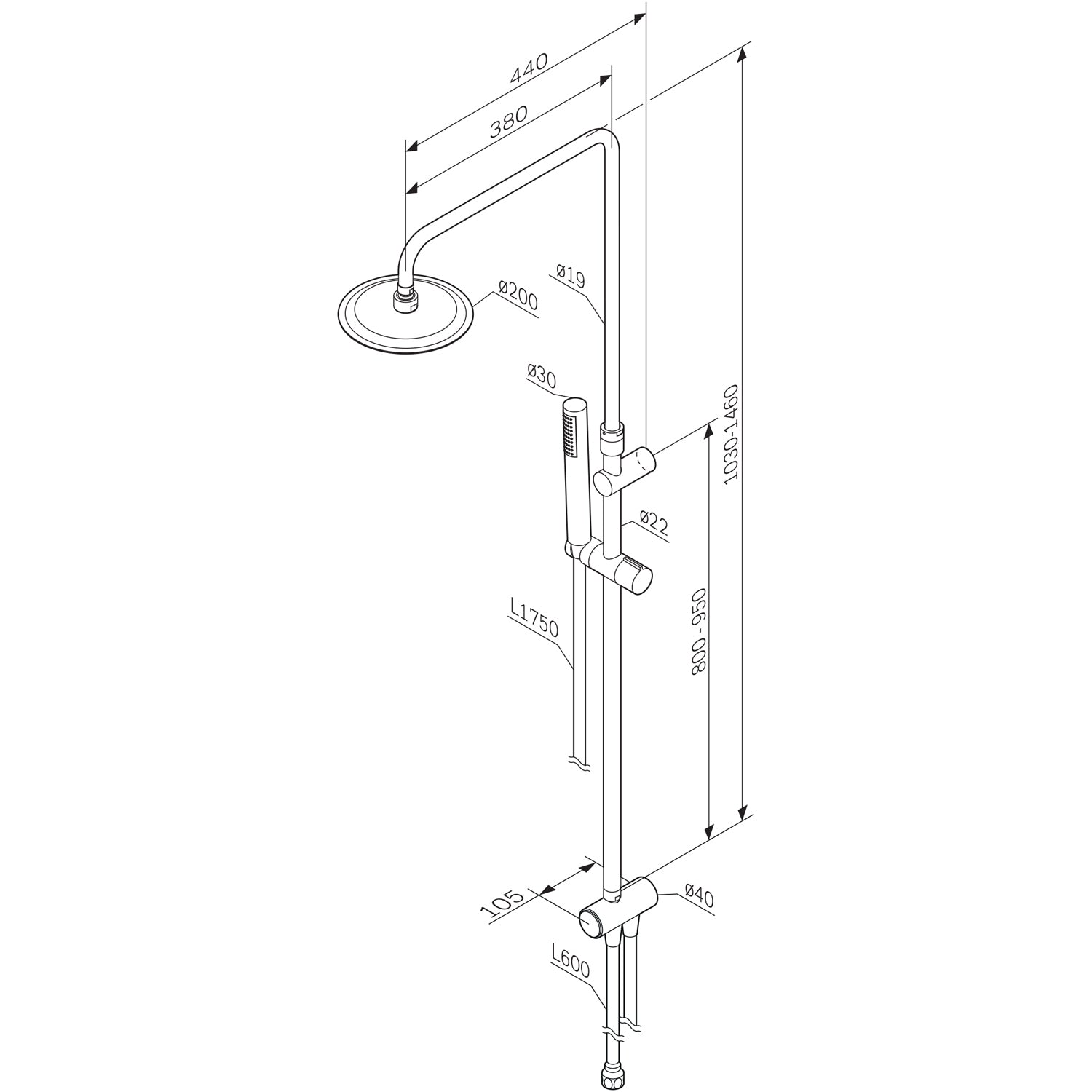 F07PA000 Système de douche Spike Rain Set de douche Colonne de douche