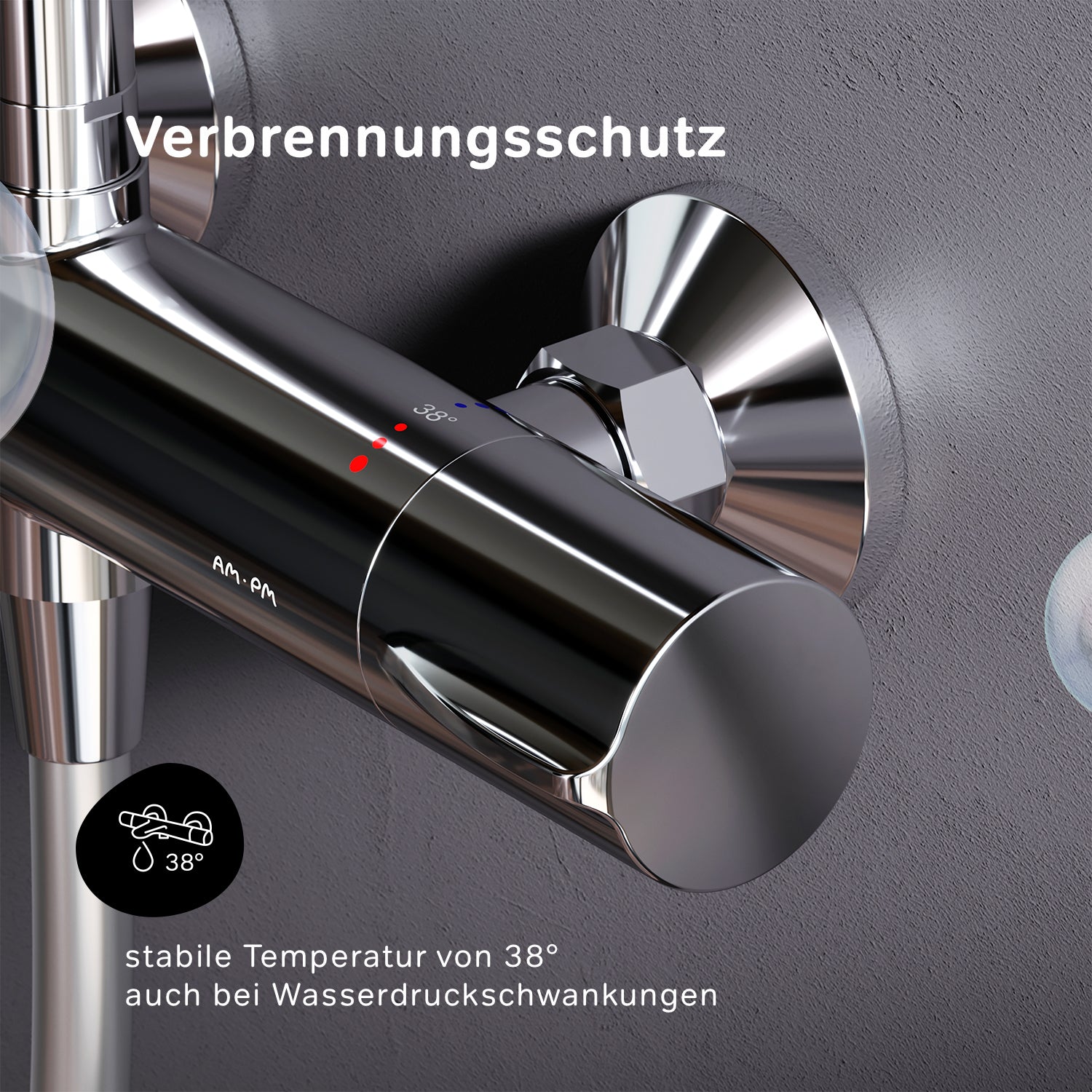 F07PA400 Duschsystem mit Thermostat Armatur Spike Regendusche set Duschsäule ampm-store.de