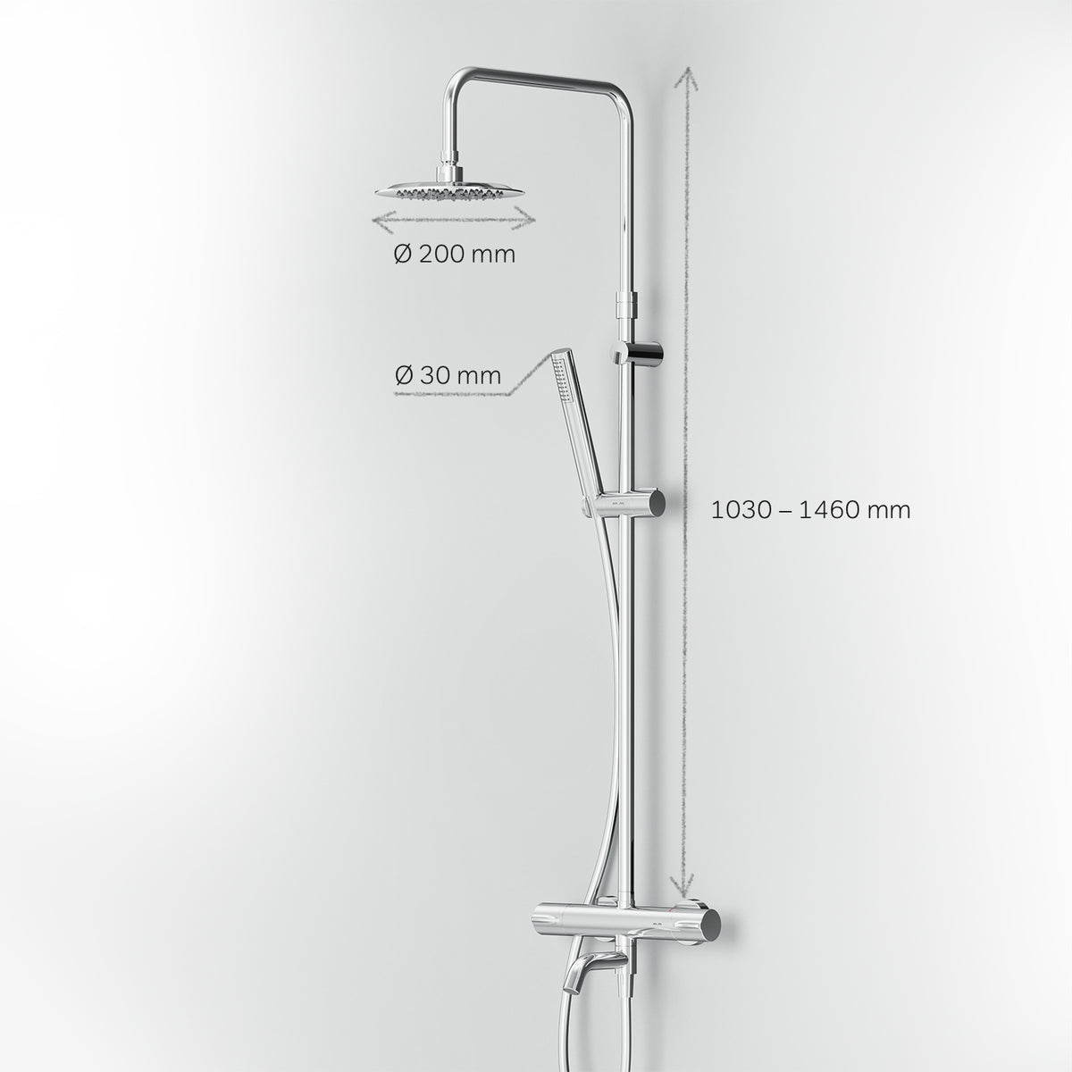 F07PA500 Duschsystem mit Thermostat Armatur und Wanneneinlauf Spike Regendusche set Duschsäule ampm-store.de
