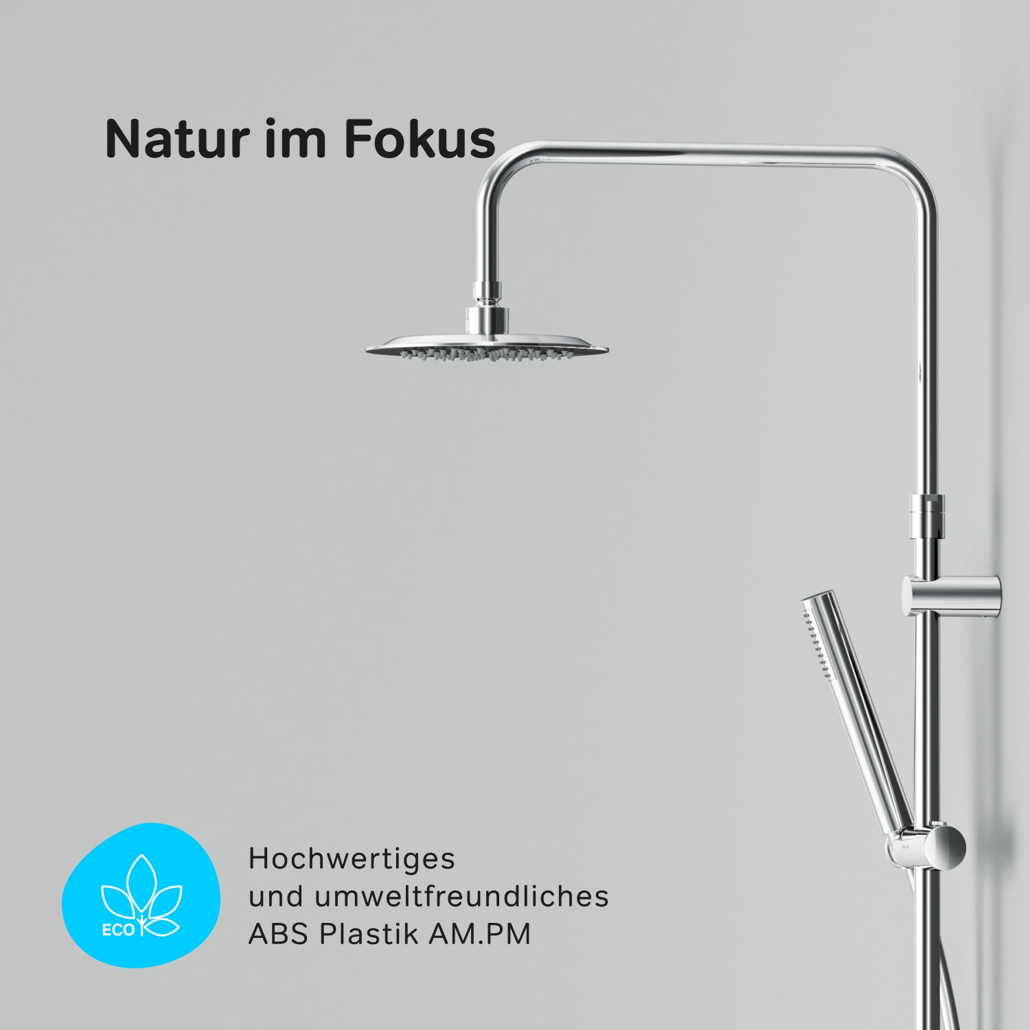 F07PA500 Duschsystem mit Thermostat Armatur und Wanneneinlauf Spike Regendusche set Duschsäule ampm-store.de