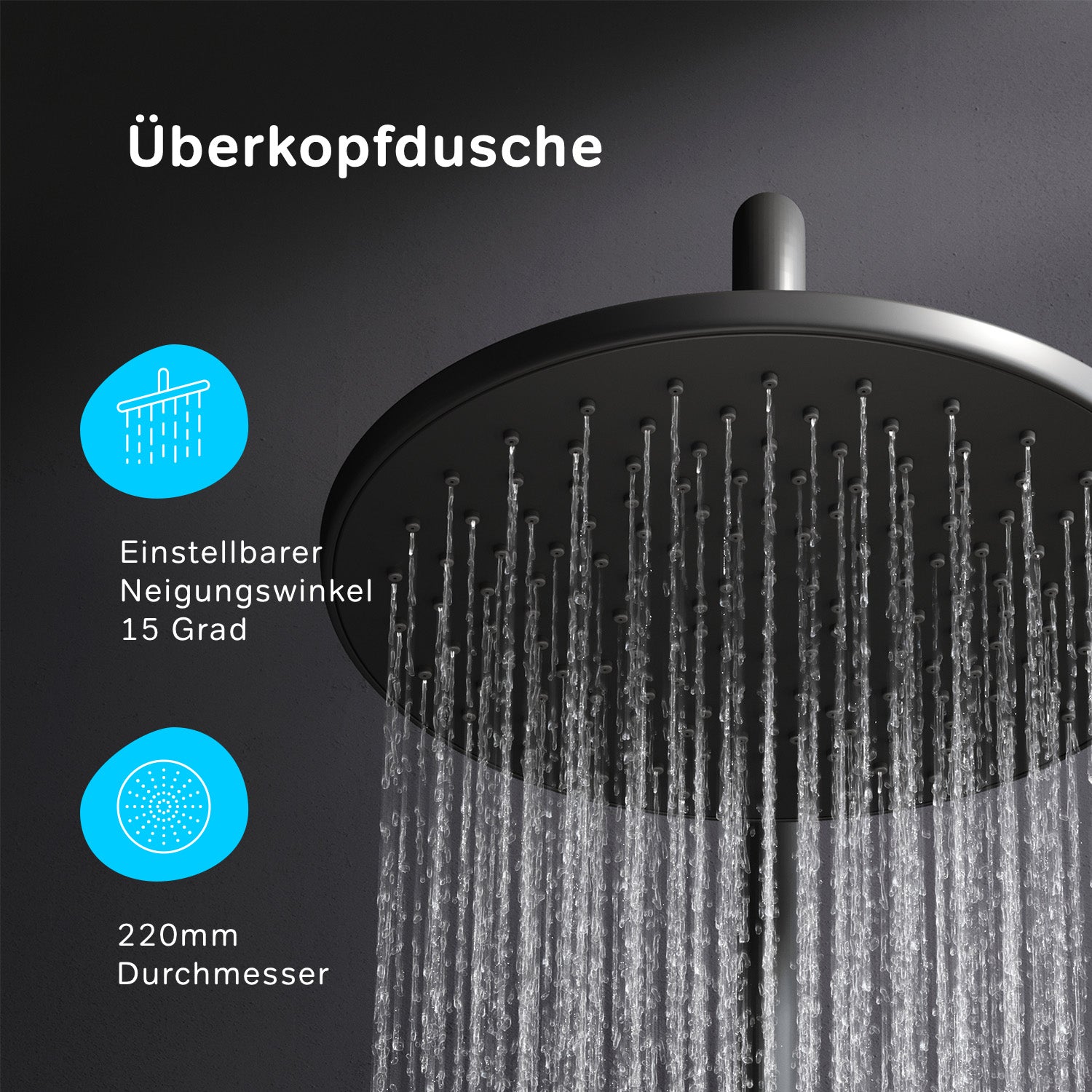 F07TA022 Duschsystem Hit Regendusche set Duschsäule, Schwarz ampm-store.de