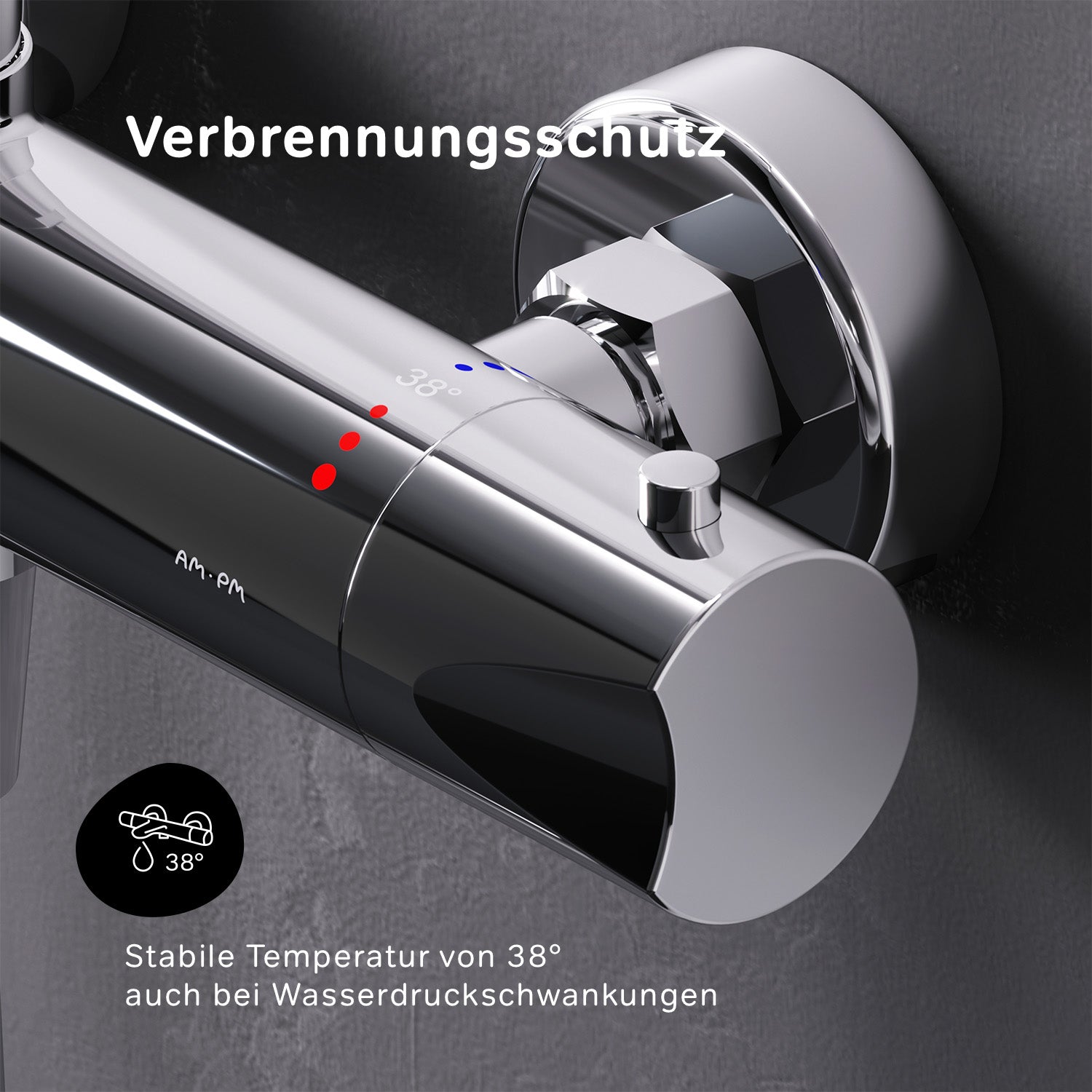 F07TA400 Duschsystem mit Thermostat Duscharmatur Hit Regendusche set Duschsäule ampm-store.de