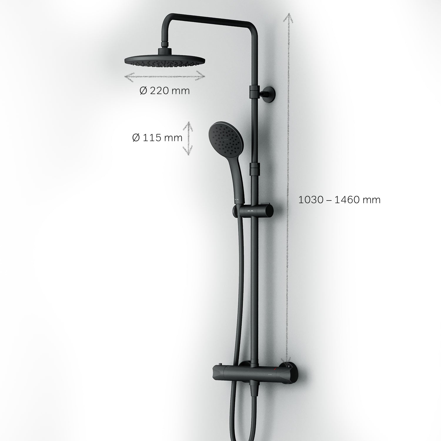 F07TA422 Duschsystem mit Thermostat Duscharmatur Hit Regendusche set Duschsäule, Schwarz ampm-store.de