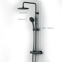 F07TA422 Duschsystem mit Thermostat Duscharmatur Hit Regendusche set Duschsäule, Schwarz ampm-store.de