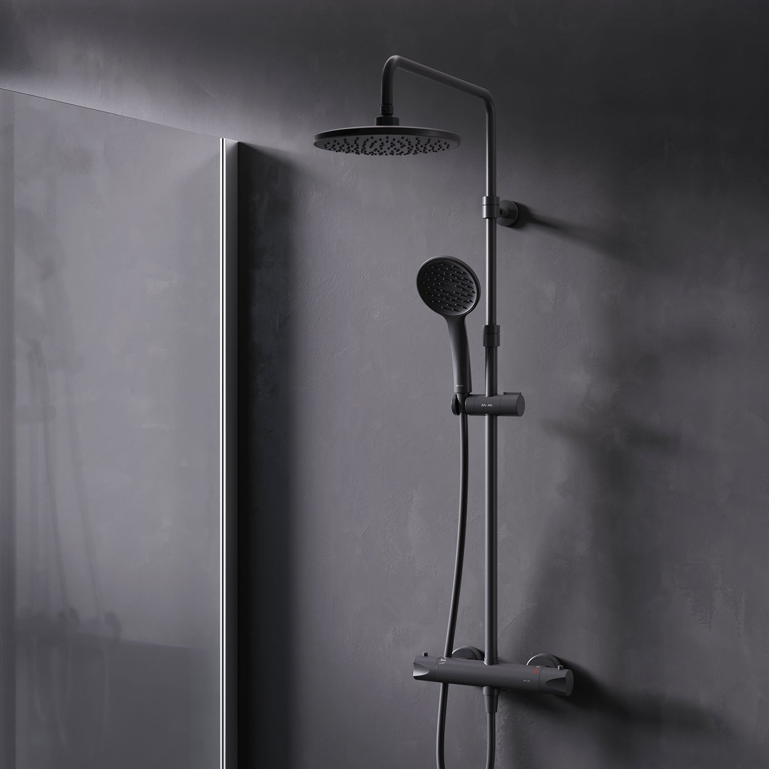 F07TA422 Hit Spot de douche avec thermostat Robinet de douche, Noir
